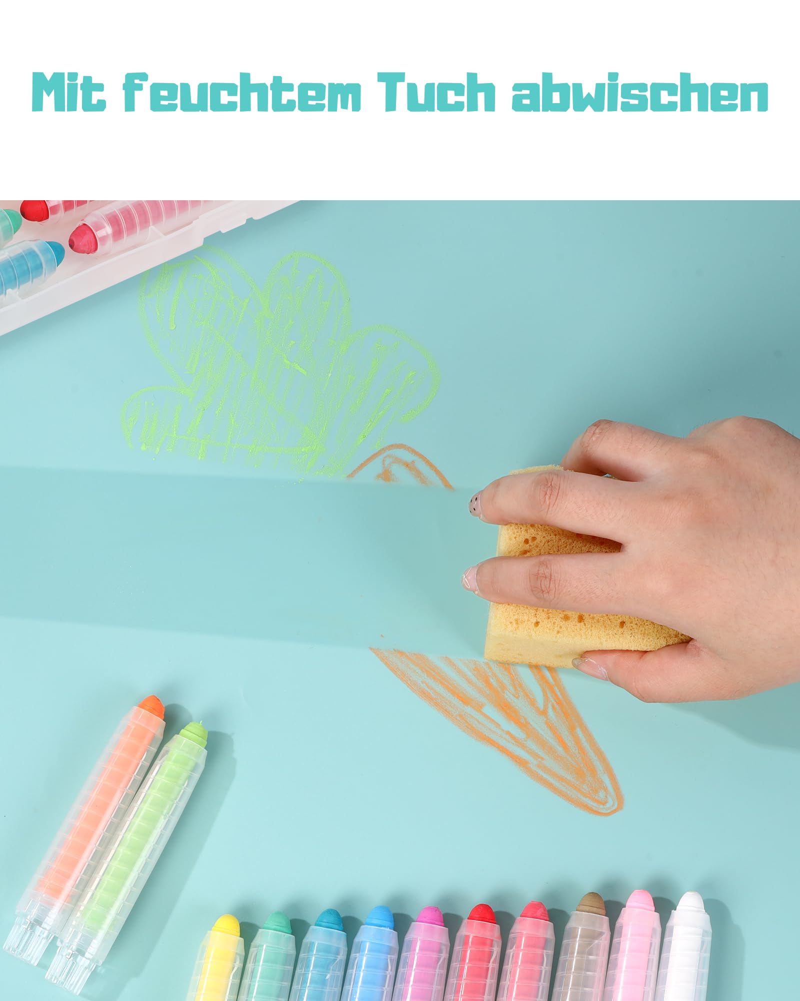 **Dustless Non-Toxic Colored Sidewalk Chalk for Kids - 12 Pcs with Holder, Washable & Safe for Toddlers - Outdoor Art Play, School Blackboard, Driveway Drawing & Creative Learning Activities**