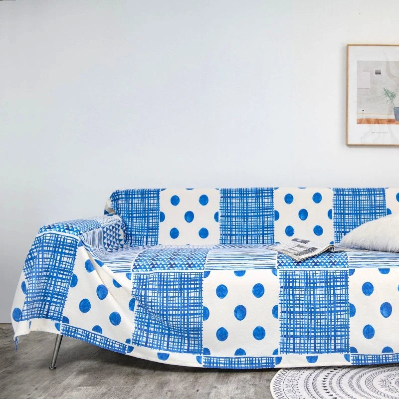 Nicole Coastal Breeze Geometric Sofa Cover - Stylish Stretchable Couch Slipcover for Living Room, Sectional, Loveseat - Perfect for Home Decor, Pet Protection & Furniture Refresh