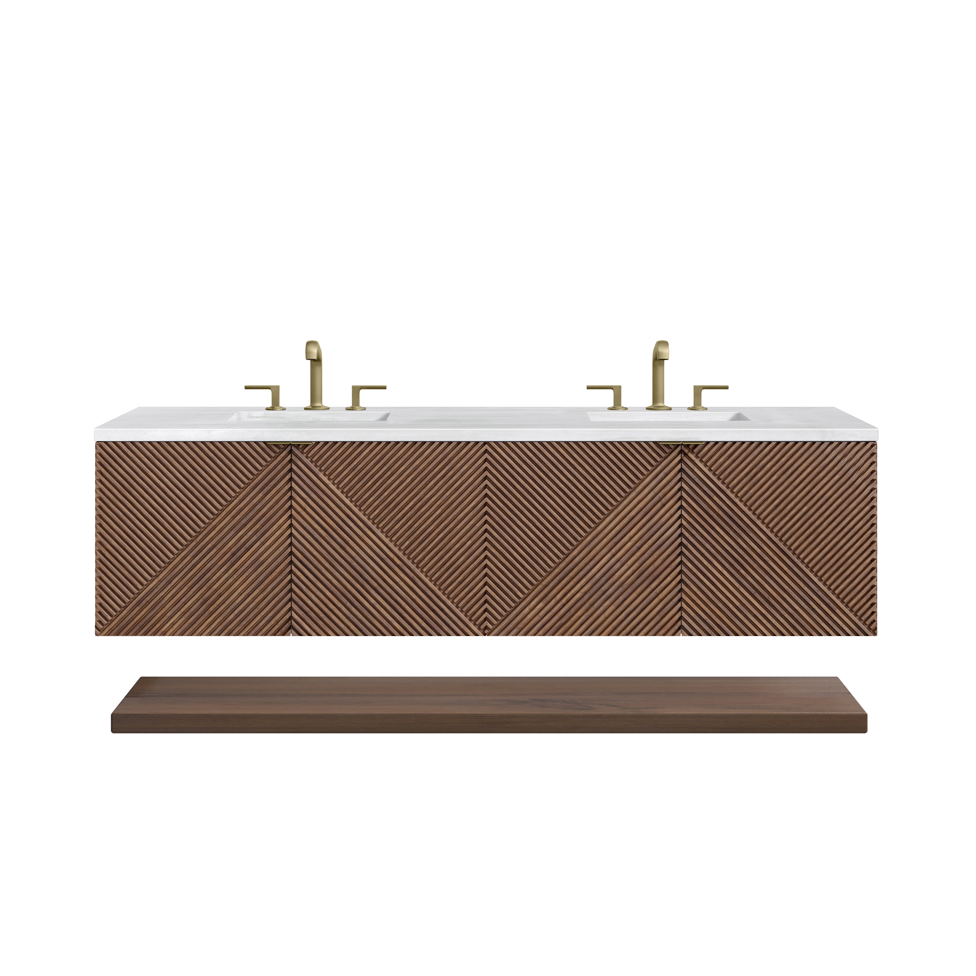 Marcello 72 Inch Double Vanity with 3CM Arctic Fall Top in Chestnut - Perfect for Modern Bathroom Renovations and Master Suite Upgrades