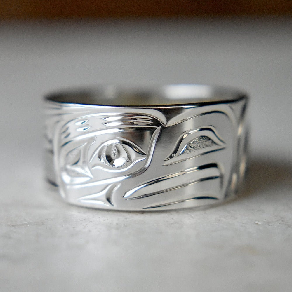 Flat & Tapered Totem Ring by Joe Descoteaux - Handcrafted Silver Stackable Ring for Women, Boho Jewelry - Perfect for Everyday Wear, Layering & Spiritual Style