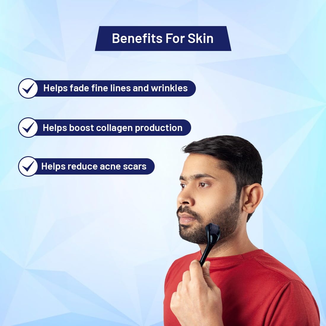 Men's Derma Roller 0.5mm with 540 Titanium Needles for Hair Growth & Thickening | Repair Damaged Hair & Activate Follicles | Reduce Hair Loss & Acne Scars | Safe & Effective Skincare Tool | Perfect for Home Hair Care & Facial Treatment