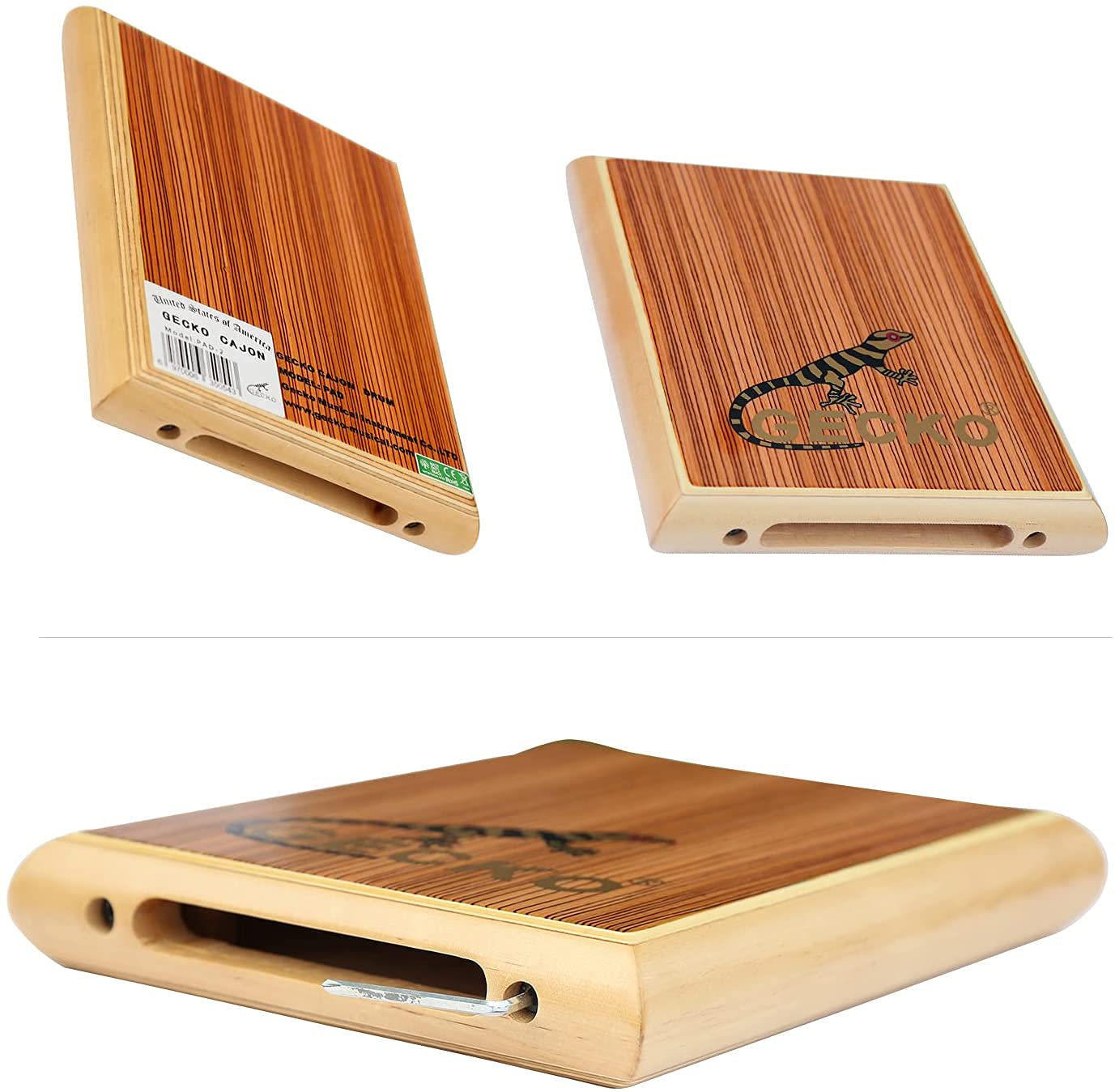 Premium GECKO Travel Cajon Box Drum - Handcrafted Wooden Percussion Instrument with Adjustable Snare Strings & Carry Bag | Perfect for Live Performances, Music Classes & Traveling Musicians