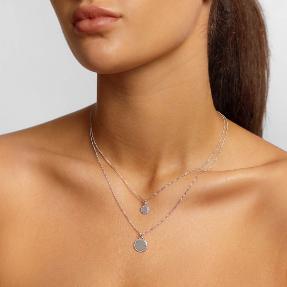 Elegant Silver Diamond Mini Disc Necklace for Women - Perfect for Everyday Wear, Date Nights & Special Occasions