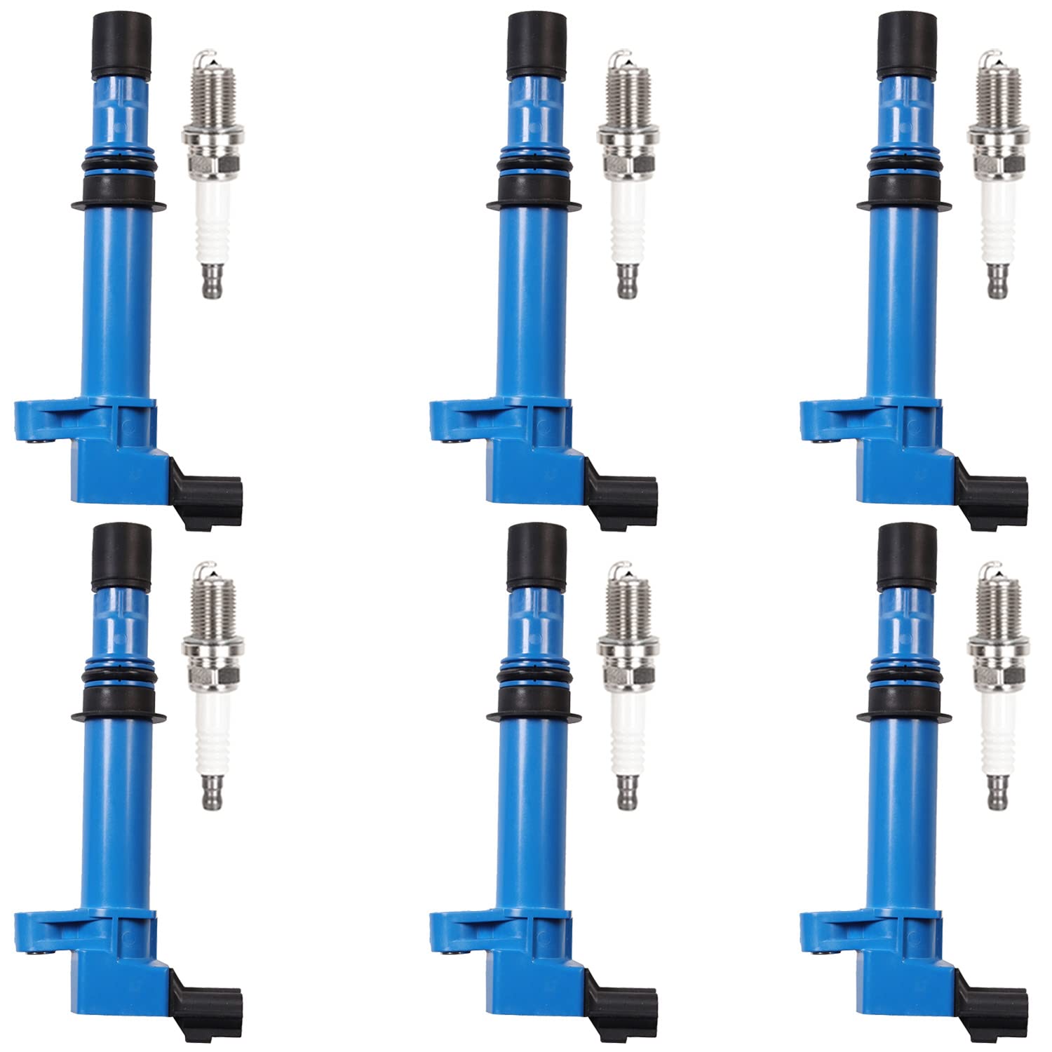 6pcs Racing Ignition Coil Pack & Platinum Spark Plug Compatible with Dodge Jeep Mitsubishi 3.7L 3.9L V6 (2002-2008) - High Performance Replacement for Dakota Durango Nitro Ram 1500 Commander Grand Cherokee Liberty Raider - Perfect for Engine Tune-Ups & Off-Road Adventures