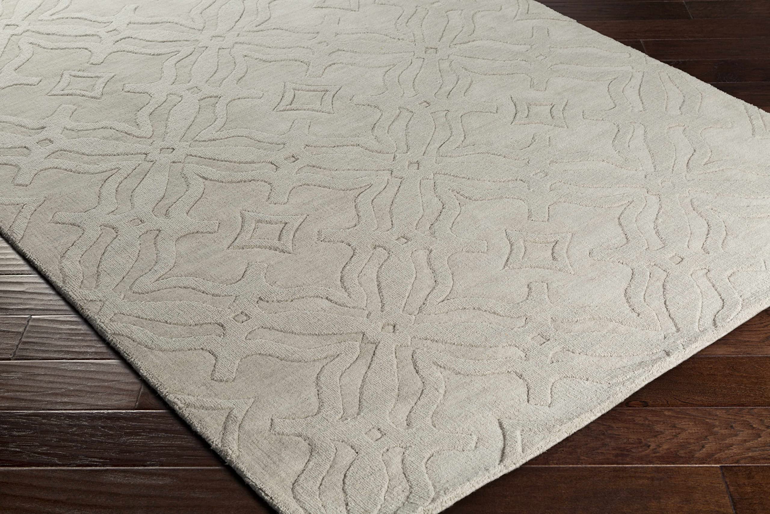 Hauteloom Fyffe Wool Area Rug 2' x 3' - Soft Beige Solid & Border Design for Living Room, Bedroom - Cozy & Durable Home Decor for Family Spaces