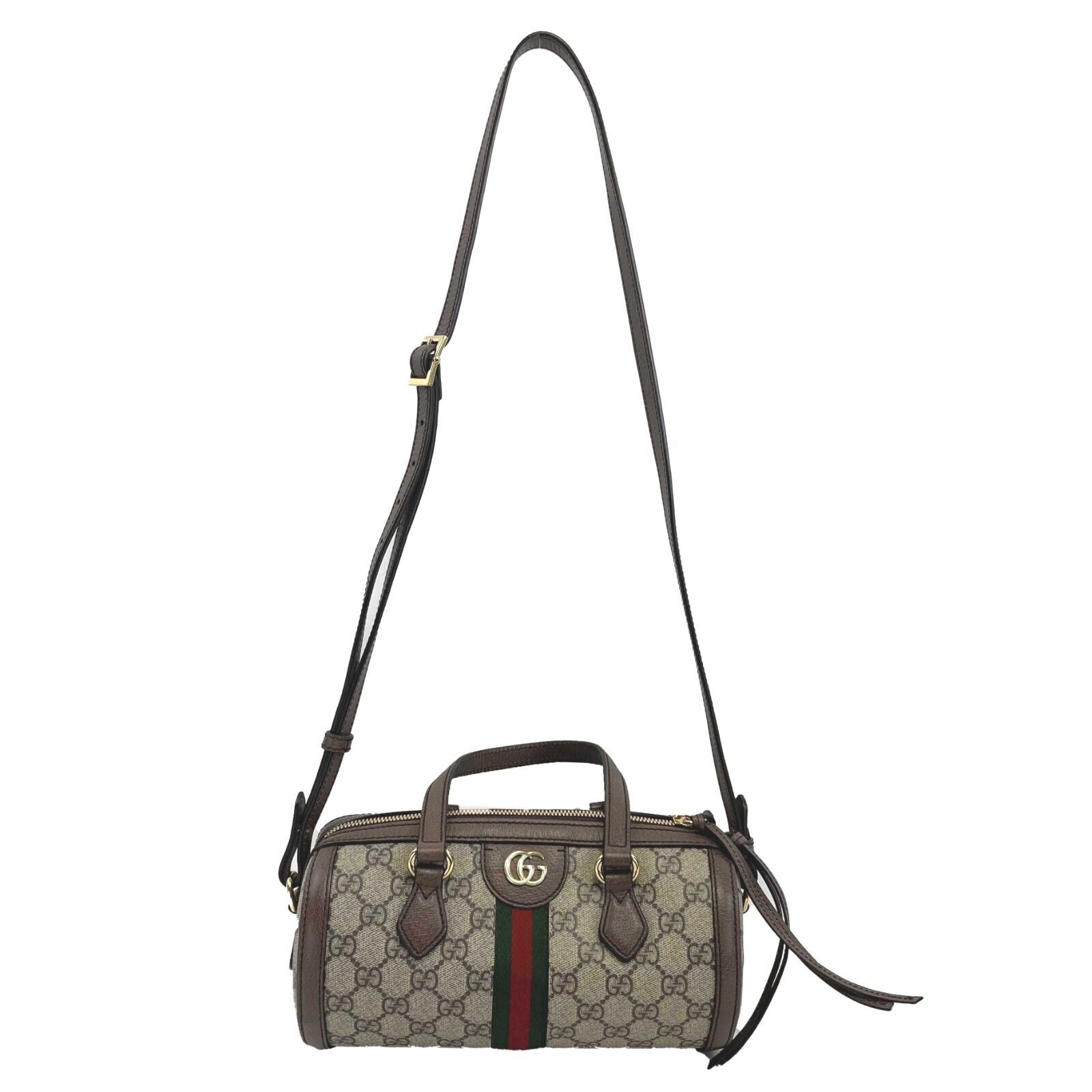 Gucci GG Supreme Monogram Web Small Ophidia Boston Bag - Top Handle & Crossbody Purse for Women | Luxury Designer Handbag for Work, Travel & Everyday Use