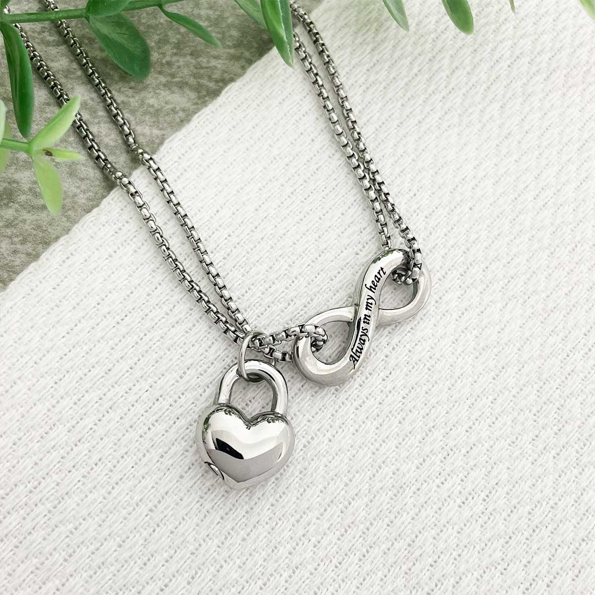Infinity Always In My Heart Cremation Ashes Urn Necklace - Memorial Jewelry for Loved Ones - Perfect for Keeping Memories Close During Special Occasions & Everyday Wear