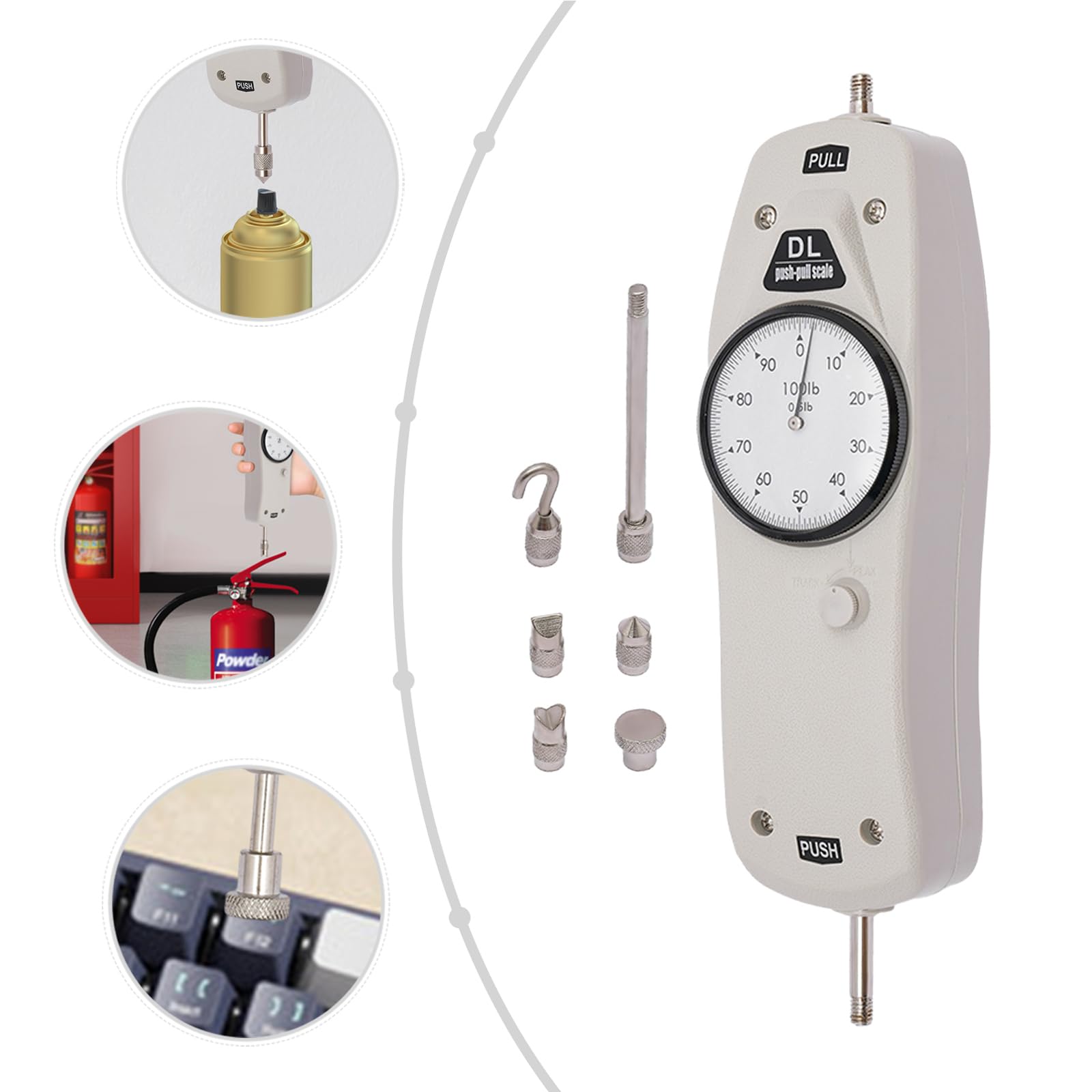 100lb Digital Push Pull Force Gauge - High Precision Force Tester & Dynamometer for Tension/Compression Testing - Ideal for Quality Control, Material Testing & Industrial Applications (DL-100)