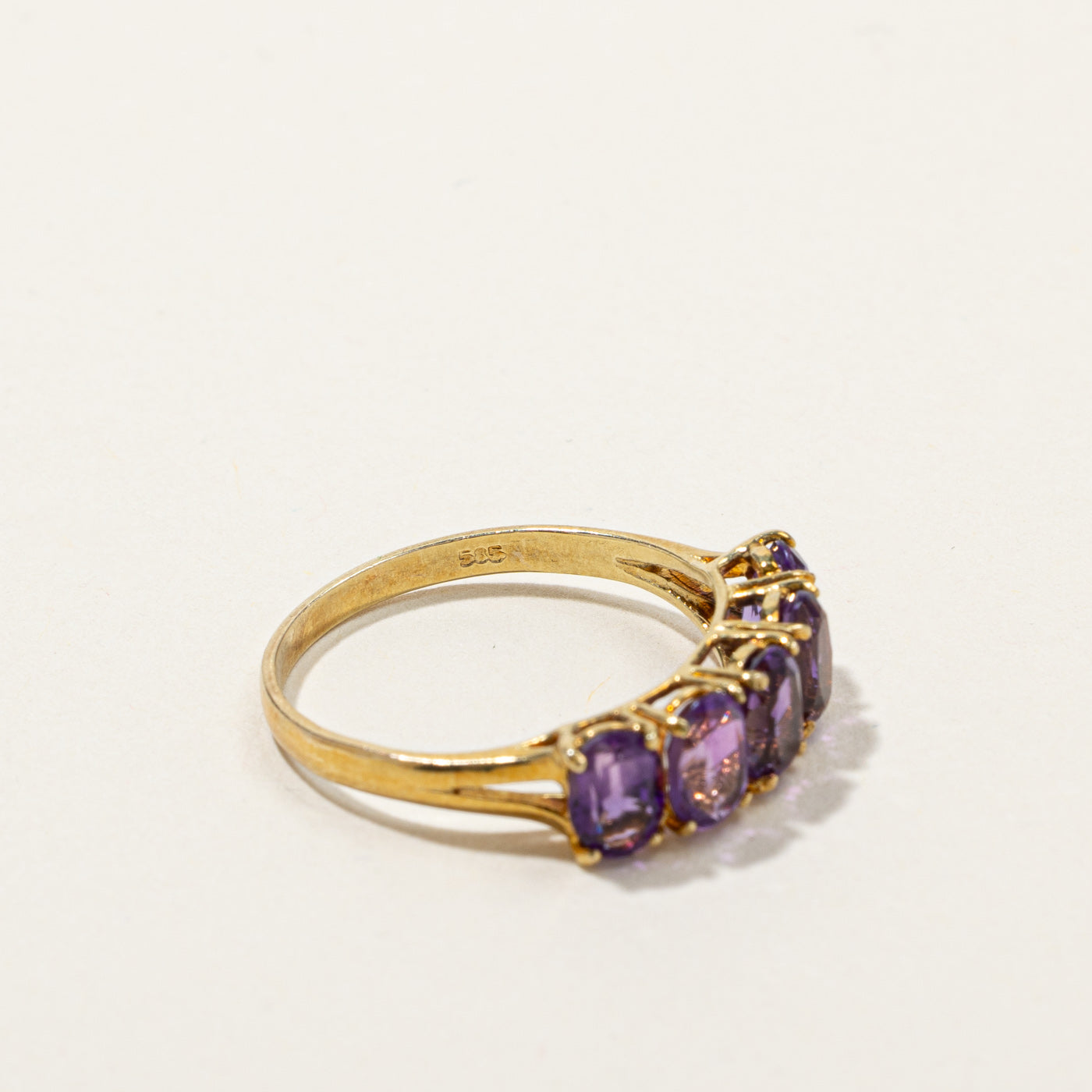 1.75ctw Natural Amethyst Ring for Women - Size 7.75 - Five Stone Purple Gemstone Jewelry - Perfect for Valentine's Day Gifts & Evening Occasions