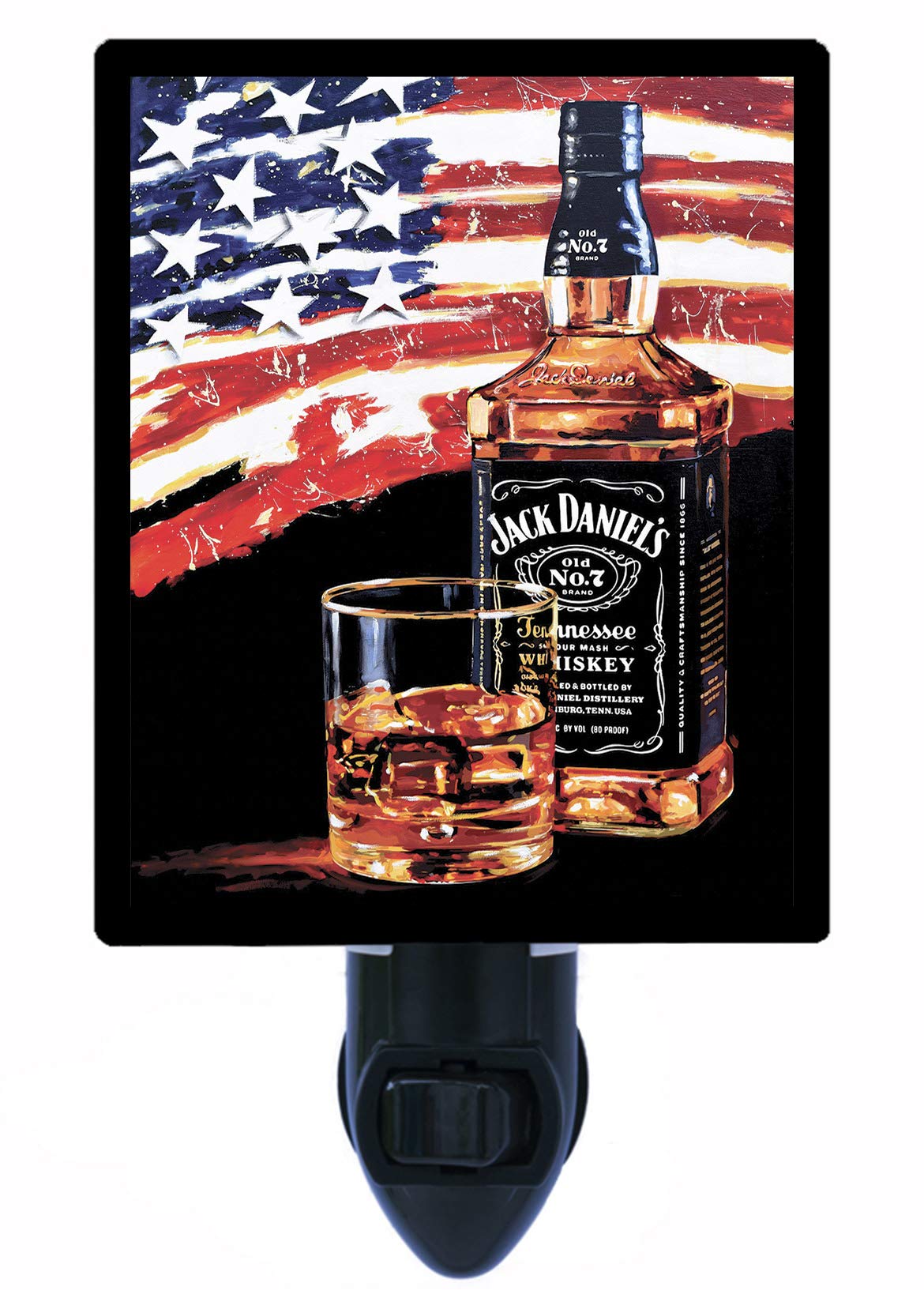 Jack Daniel's Whiskey Decorative Photo Night Light - Patriotic USA Flag Design for Wine Bar & Home Decor | Perfect for Bars, Man Caves & Gift Giving