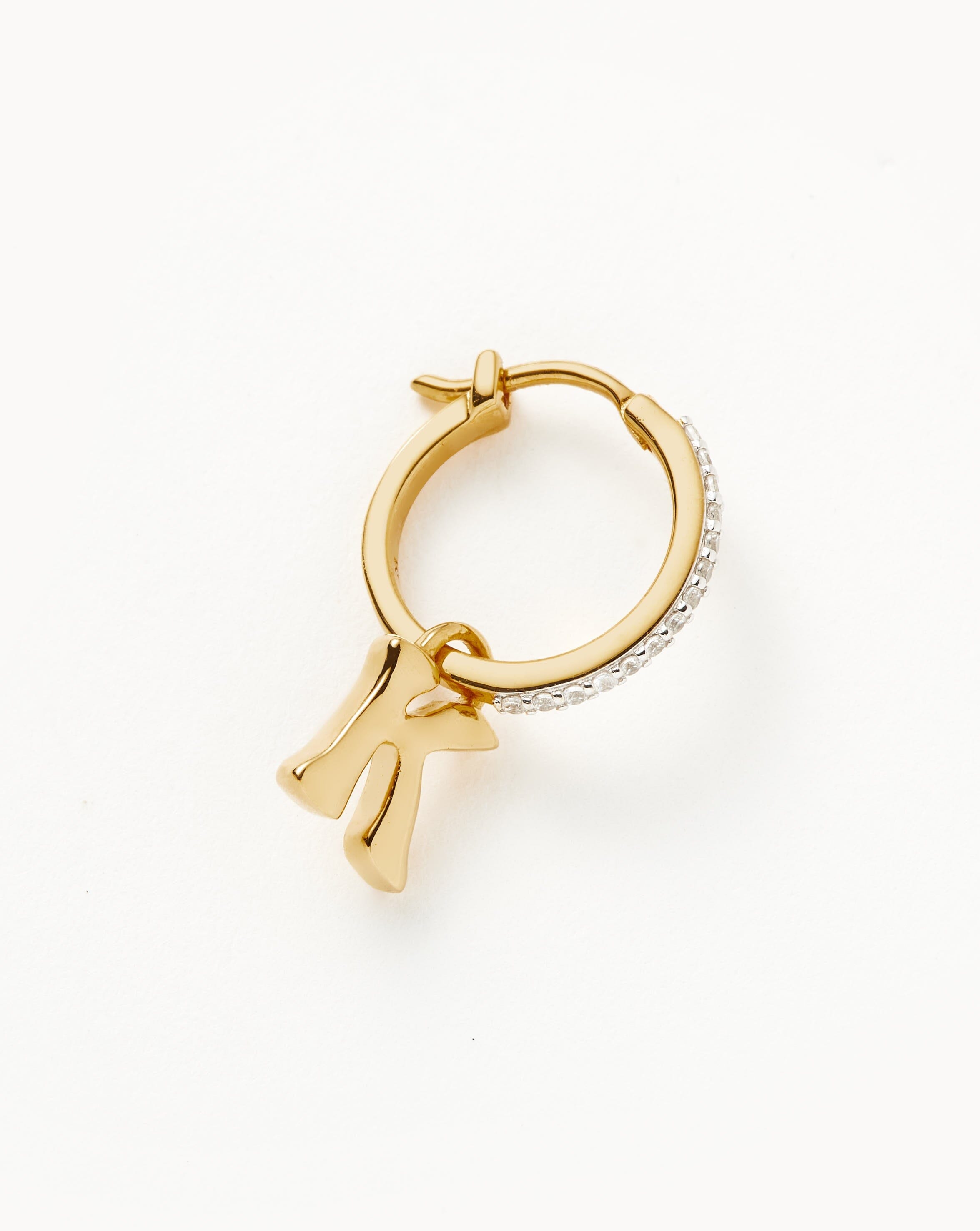 Personalized Initial K Hoop Earrings - 18k Gold Vermeil Single Charm Dangle Earrings for Women | Perfect Gift for Birthday, Anniversary & Everyday Wear