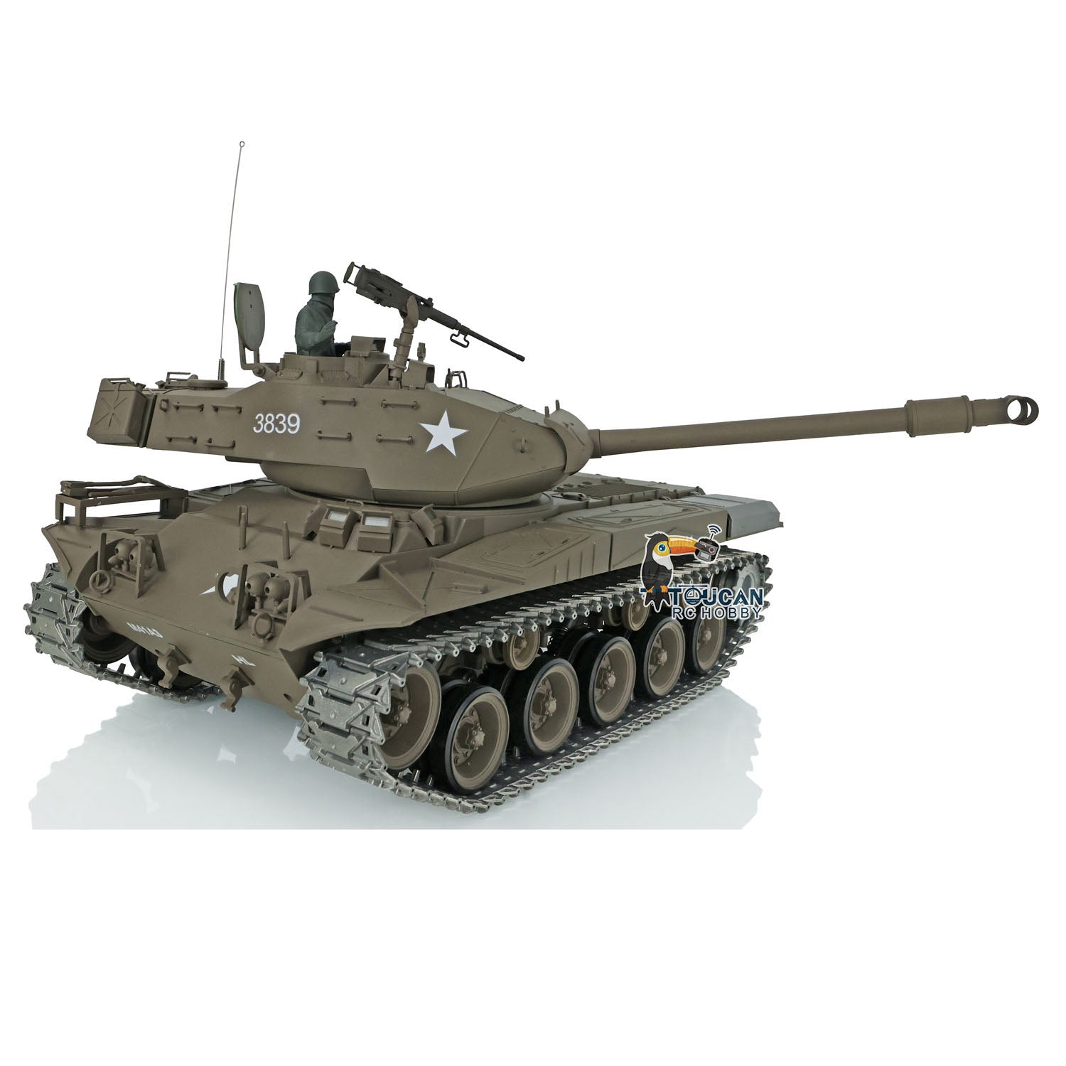1/16 Henglong Upgraded 7.0 RC Tank Walker - USA Bulldog 3839 RTR Remote Control Tank with Smoking System, Steel Gearbox & Metal Tracks | Military Model Collection, Battle Simulation, Outdoor Play for Adults & Kids