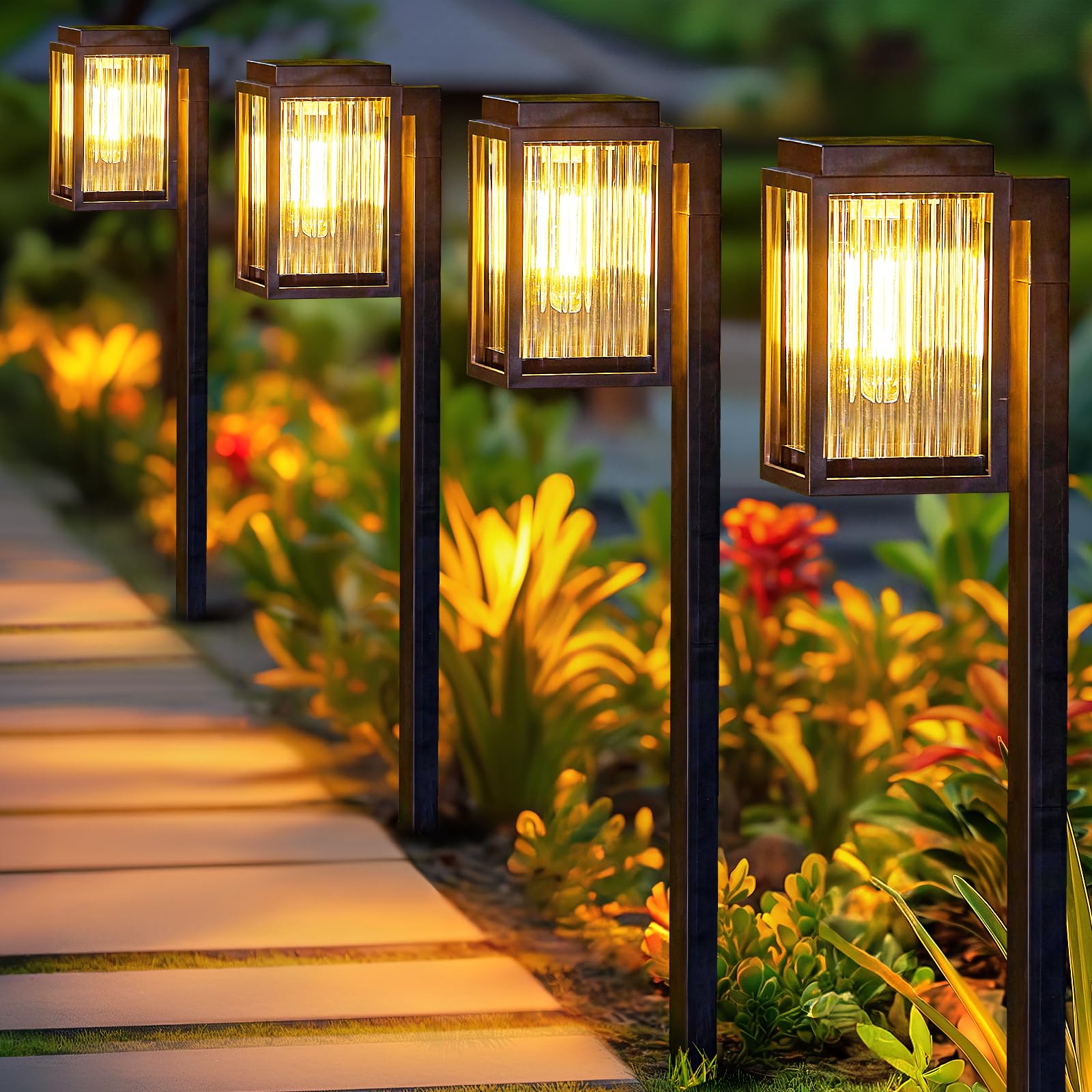 ELECLINK 6 Pack Solar Pathway Lights Outdoor - Bright Waterproof Solar Garden Lights for Yard, Lawn, Patio, Walkway & Driveway - Auto On/Off Landscape Lighting for Home, Garden & Outdoor Decor