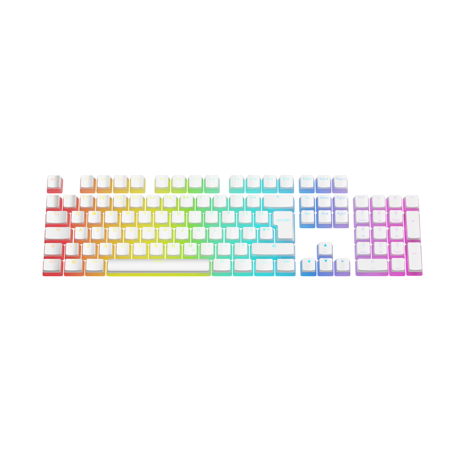 Aura V3 White Keycaps for Mechanical Keyboards - UK Layout | Premium PBT Keycap Set for Gaming & Typing | Compatible with Cherry MX Switches & RGB Backlit Keyboards