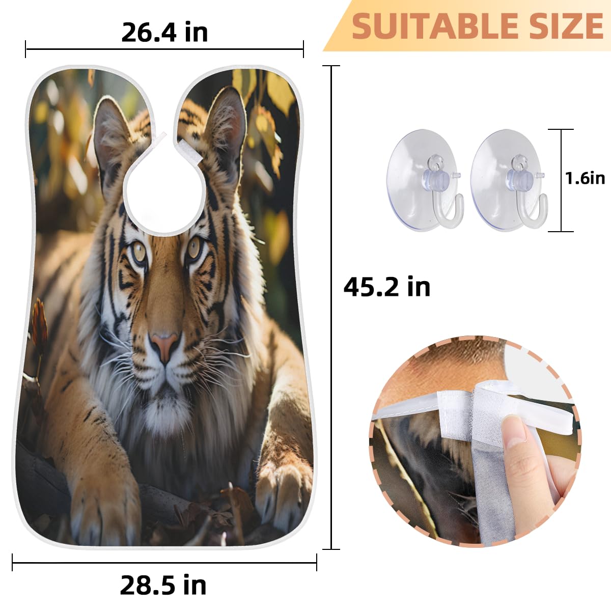 Men's Animal Tiger Flowers Beard Shaving Bib - Waterproof Hair Dye Apron for Barbers & Stylists, Sink Hair Catcher for Beard Trimming & Lineup - Perfect Salon & Home Grooming Accessory (Great Gift for Men & Women)
