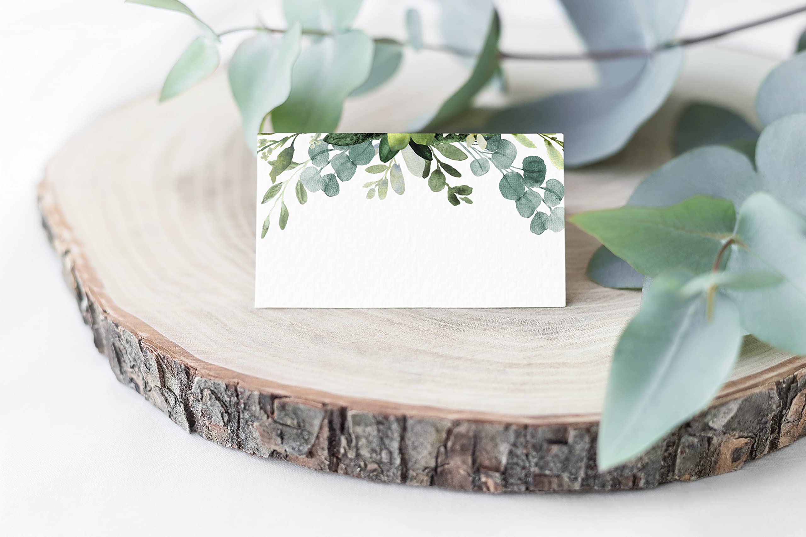 100 Pack Greenery Place Cards - 2.5 x 3 Inch Wedding Seating & Escort Cards - Pre-Scored for Easy Use - Perfect for Weddings, Parties & Special Events