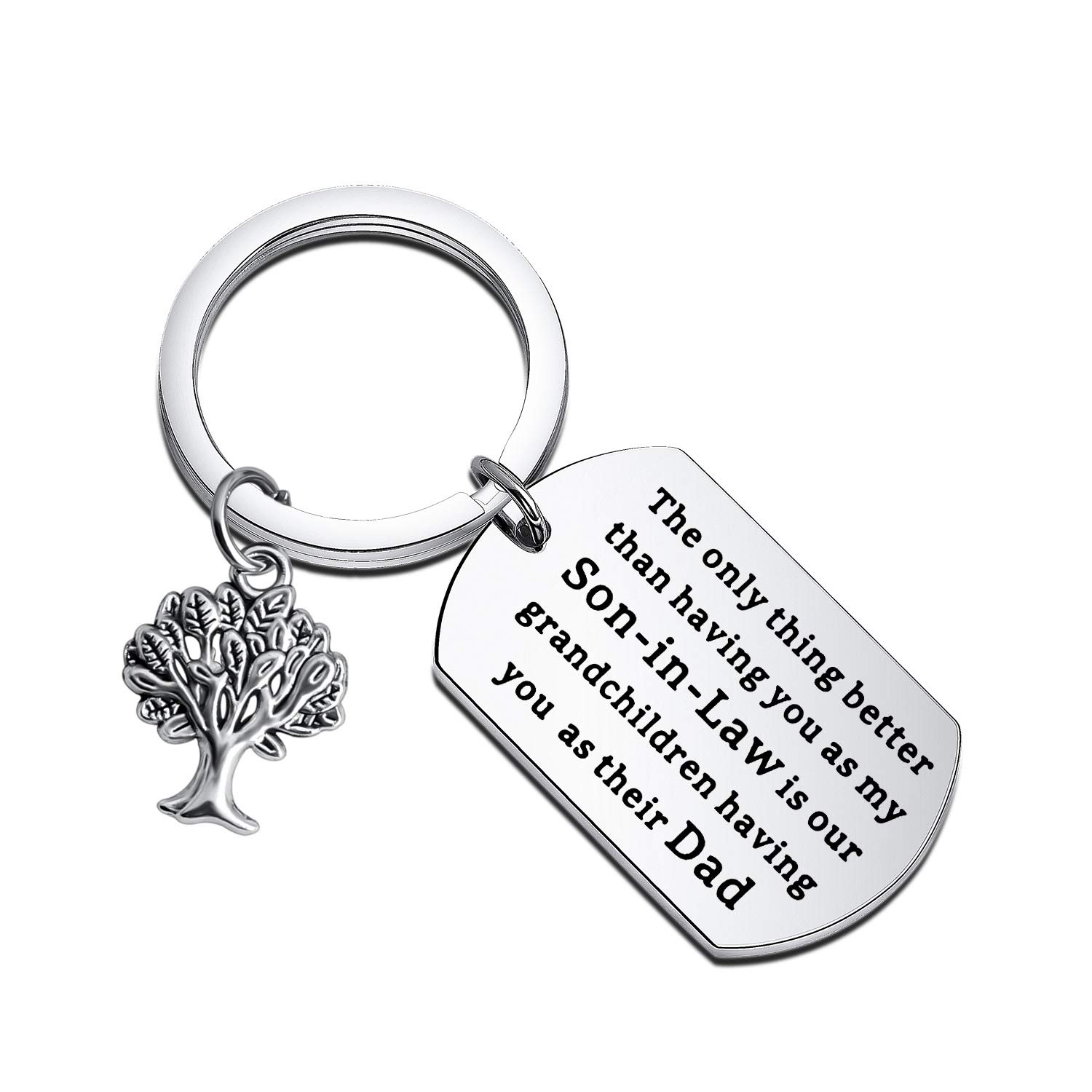 BEKECH Son-in-Law Keychain - Funny Father-in-Law Gift for Wedding, Anniversary & Family Events | Unique 'Better Than Having You As My Son-in-Law' Engraved Keyring for Dad
