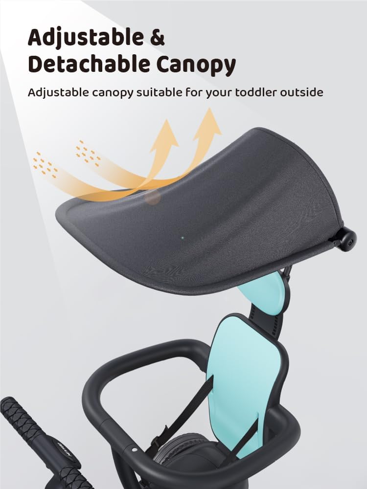 Newyoo 6-in-1 Toddler Tricycle for Kids Ages 1-3 | Adjustable Push Trike with Parent Handle & Canopy | Balance Bike & Learning Trike for Boys & Girls | Perfect Birthday Gift | Outdoor Play, Park Rides & Early Childhood Development | TR009 Blue