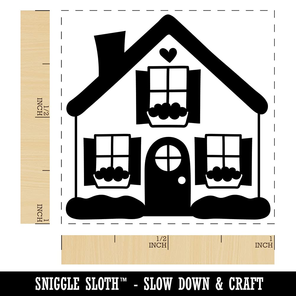 1 Inch Small Cute Heart Window House Self-Inking Rubber Stamp with Black Ink - Perfect for DIY Scrapbooking, Card Making, and Gift Wrapping
