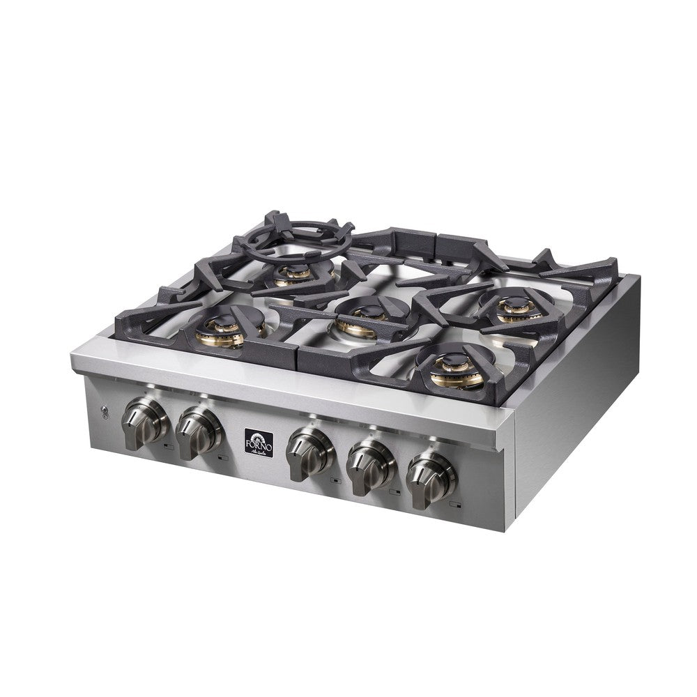 Forno Spezia 30 Inch 5 Burner Professional Gas Rangetop with Wok Ring & Griddle - Stainless Steel Cooktop (Model FCTGS5751 30) for Home Kitchen & Asian Cooking