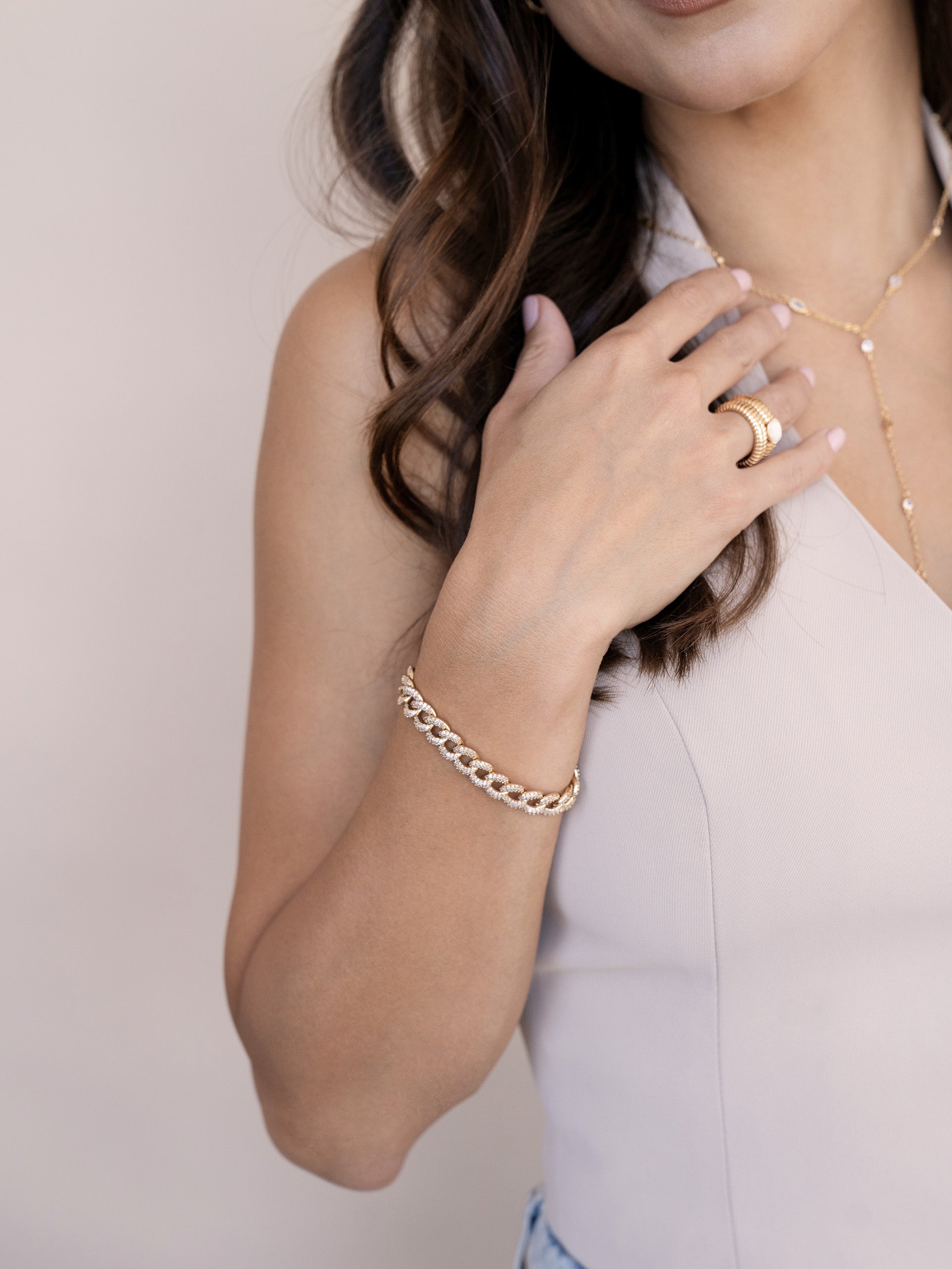 Sparkling Embellished Pave Chain Bracelet for Women - Elegant Cubic Zirconia Jewelry Gift for Birthday, Anniversary & Special Occasions