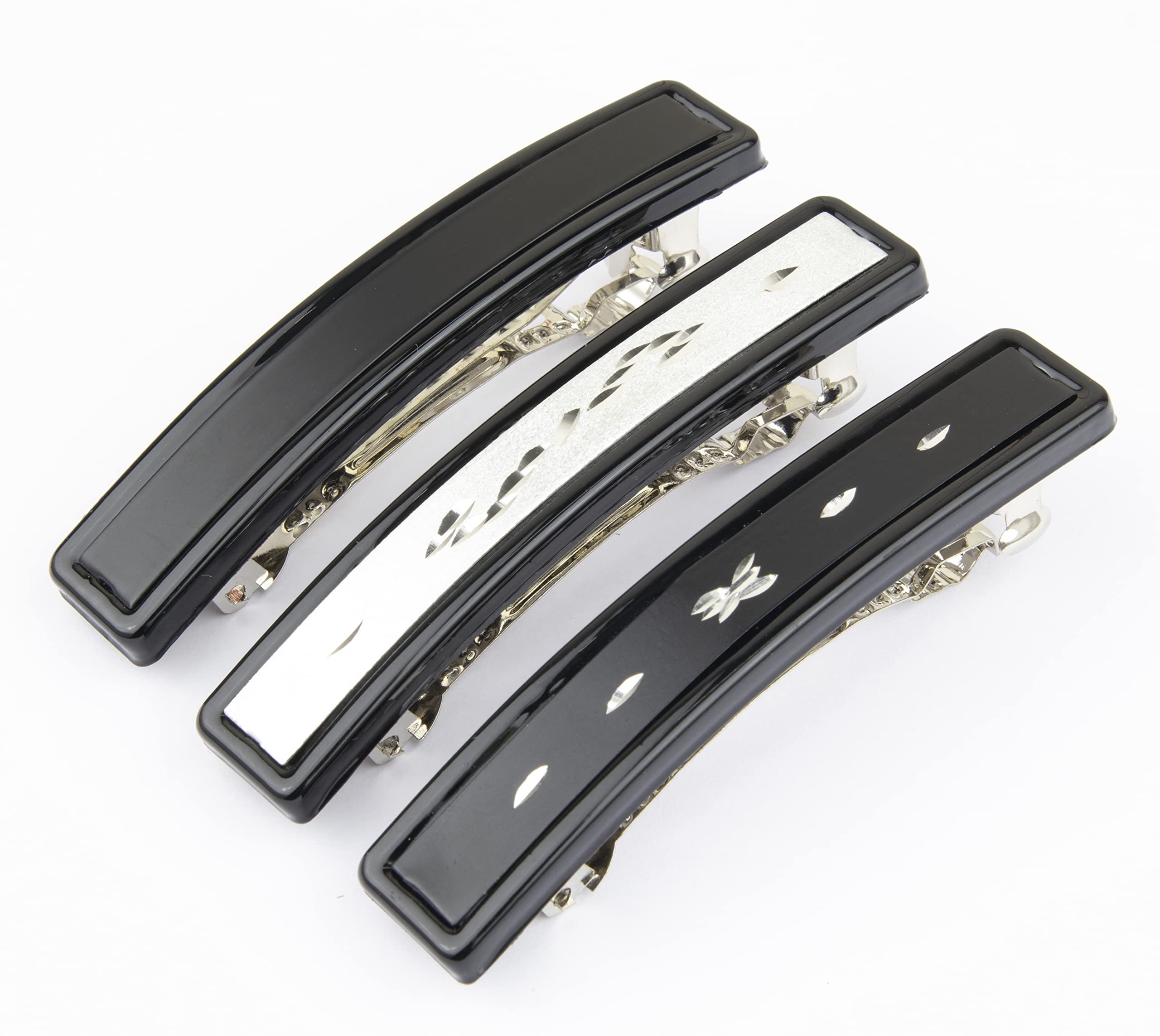 3 Pack Silver Hair Clips for Women & Girls - Stylish Hair Accessories for Ponytails, Braids & Everyday Hairstyles