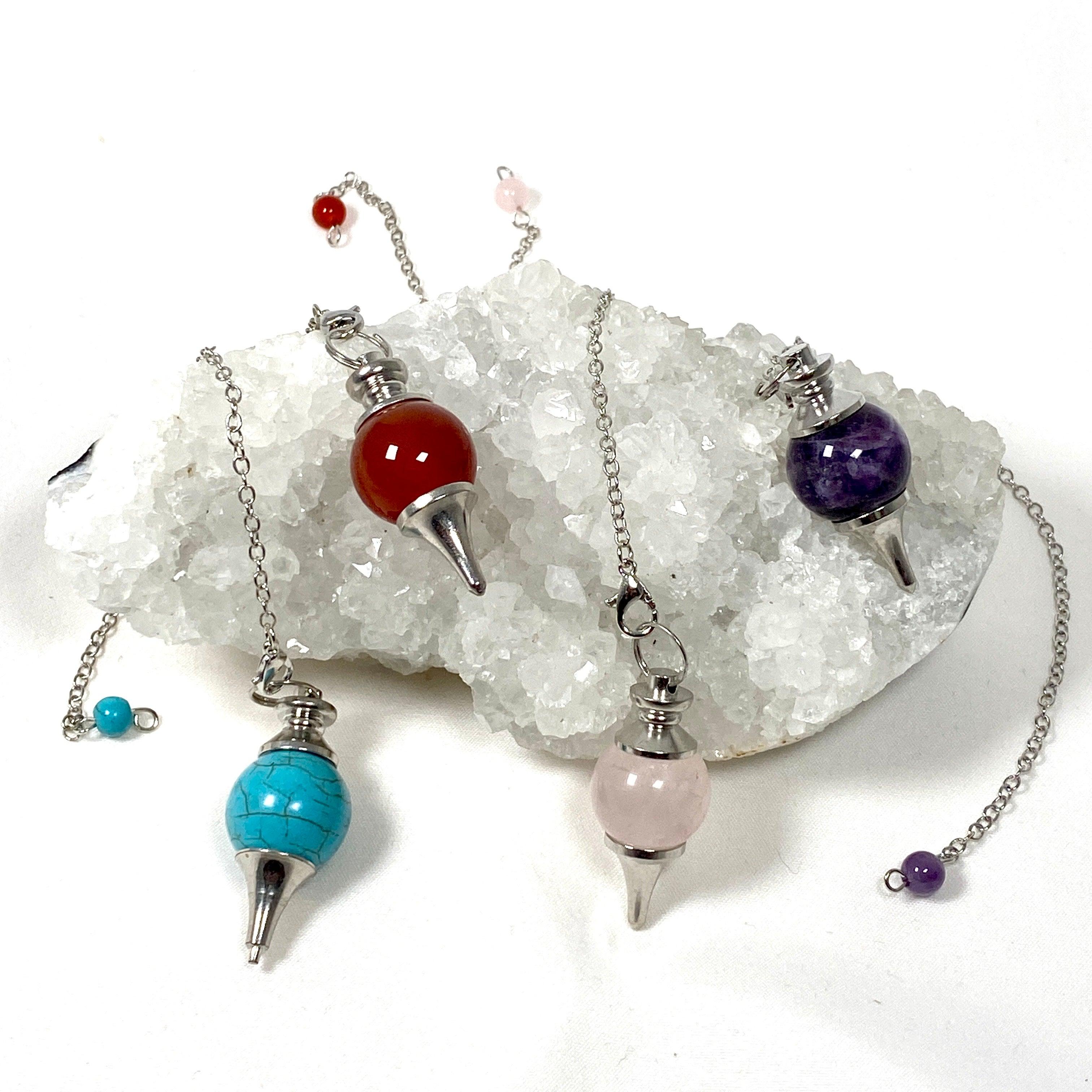 Natural Round Gemstone Pendulum PD1 - Perfect for Divination, Dowsing & Spiritual Healing