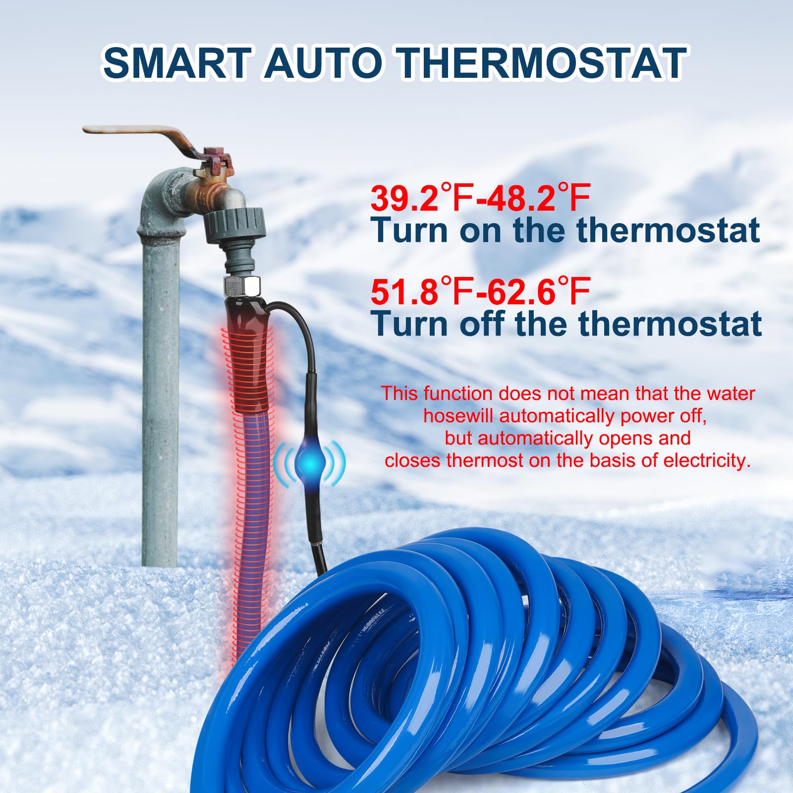 50FT Heated RV Water Hose with Thermostat - Lead & BPA Free, 1/2