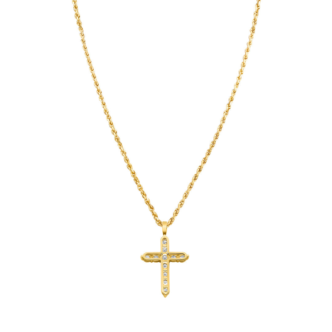 14K Yellow Gold Diamond Cross Pendant Necklace - 4.50 Carat Total Weight (ctw) - Elegant Religious Jewelry for Women, Perfect for Baptism, Confirmation & Special Occasions