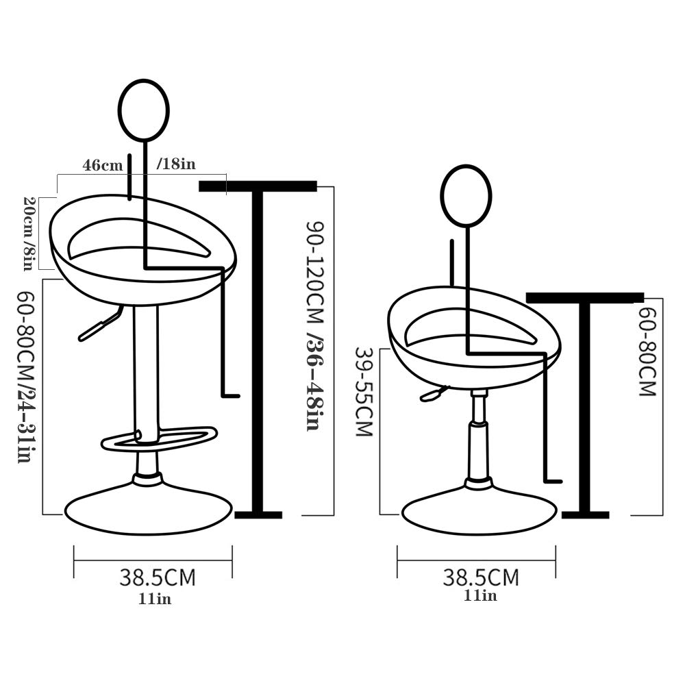 Modern Swivel Bar Stool - Heavy Duty Adjustable Bar Chair with Metal Base & Plastic Seat - Commercial Kitchen Bar Stools for Restaurants, Cafes & Home Bars