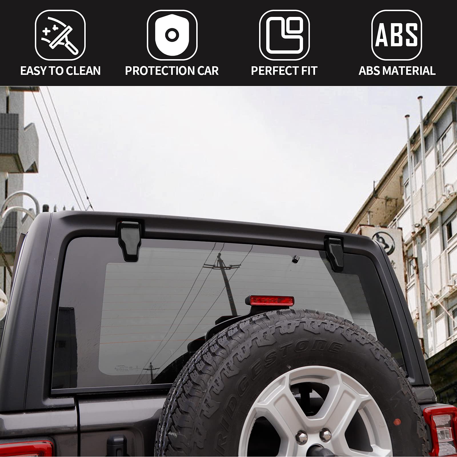 Voodonala Rear Window Hinge Covers for Jeep Wrangler JL & JLU (2018-2024) - Black Tailgate Door Hinge Protectors (2-Piece Set) | Durable Exterior Accessories for Off-Road & Daily Driving Protection