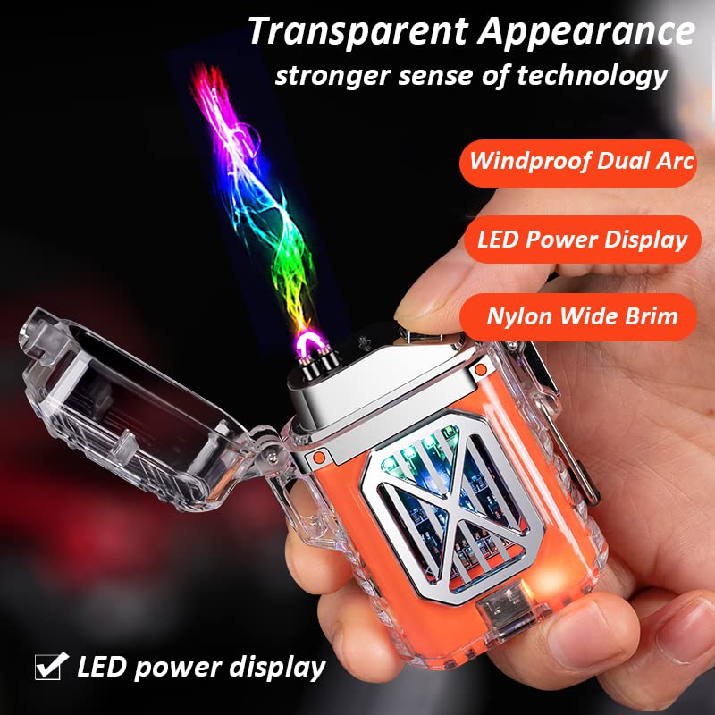 USB Rechargeable Dual Arc Plasma Lighter - Windproof, Flameless for Candles & Outdoor Use (Black)