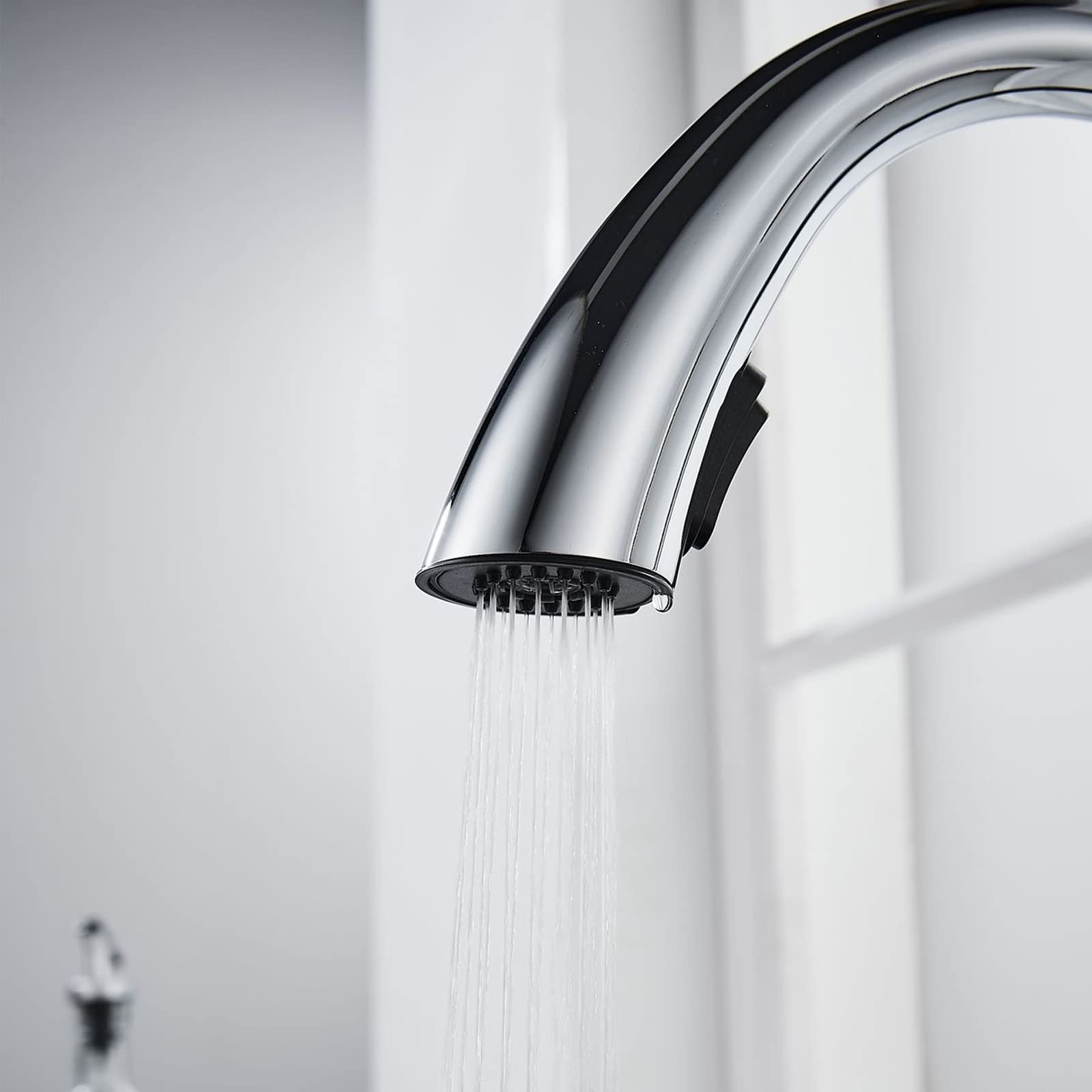 High Arc Pull Down Kitchen Faucet with Sprayer - Dual Function Brass Commercial Sink Faucet - Chrome Single Handle Single Hole Design - Perfect for Modern Kitchens & Restaurant Use