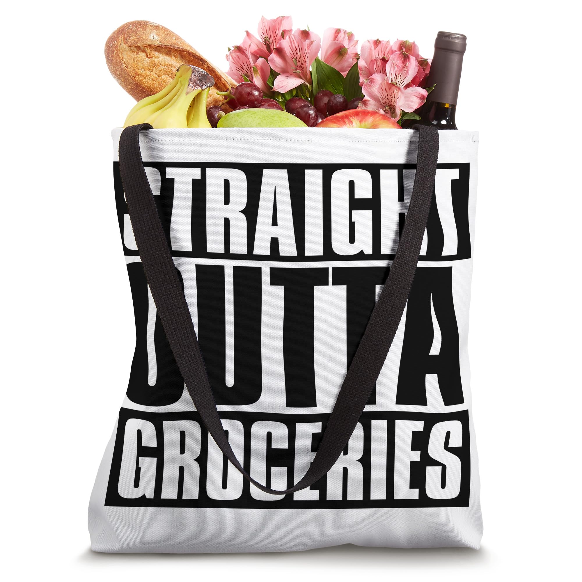 Funny Grocery Tote Bag - Straight Outta Groceries for Shopping & Errands