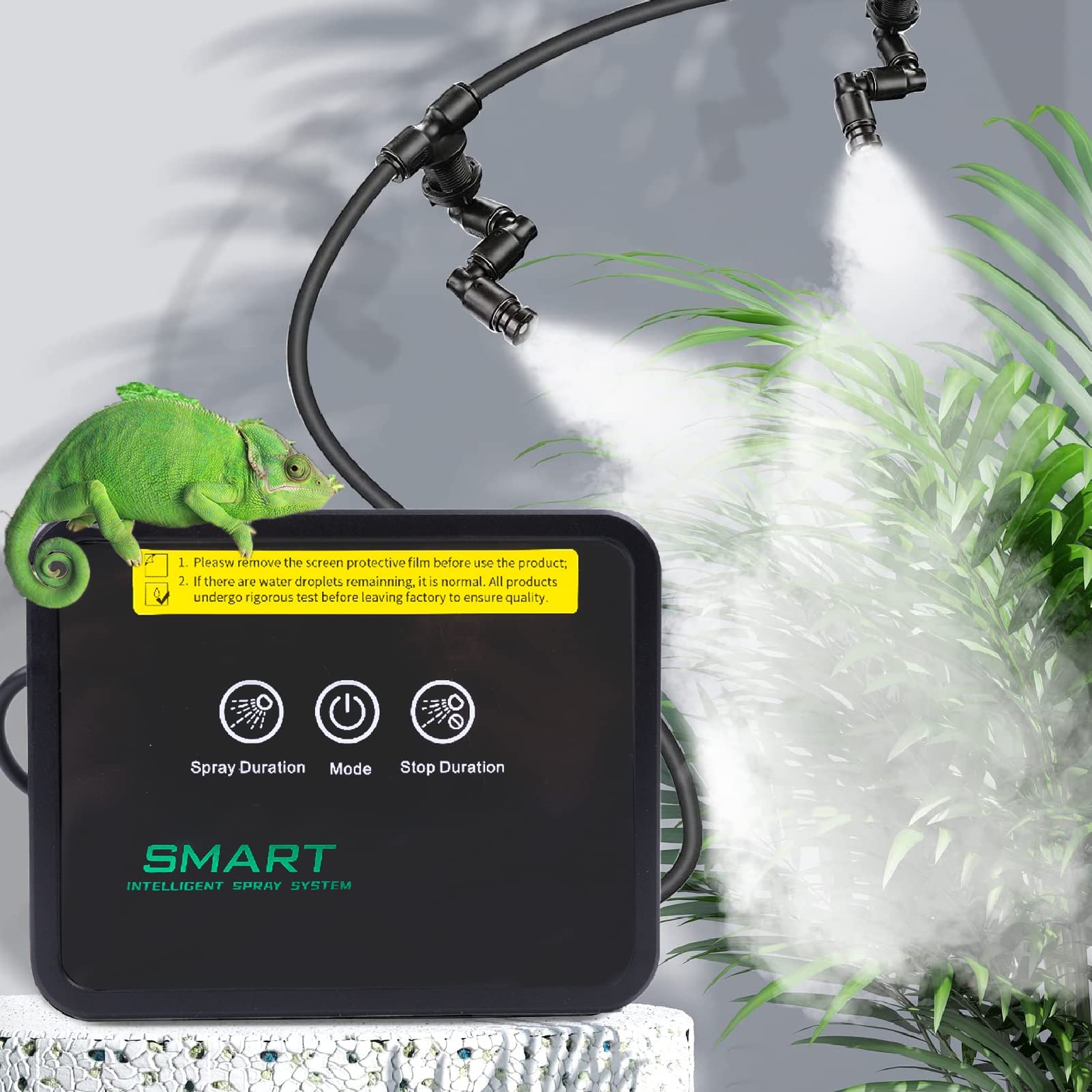 **Smart Reptile Humidifier & Misting System with Touch Screen, Timer & 360° Nozzles – Automatic Terrarium Fogger for Lizards, Snakes & Amphibians – Perfect for Vivariums, Greenhouses & Pet Habitats**
