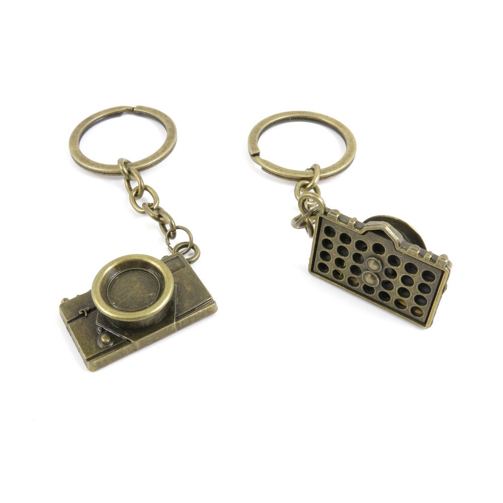 Vintage Bronze Keychain with Camera Charm - Antique Style Key Ring for Jewelry Making & DIY Crafts - Perfect for Gifts, Accessories, and Key Organization (KC0724)