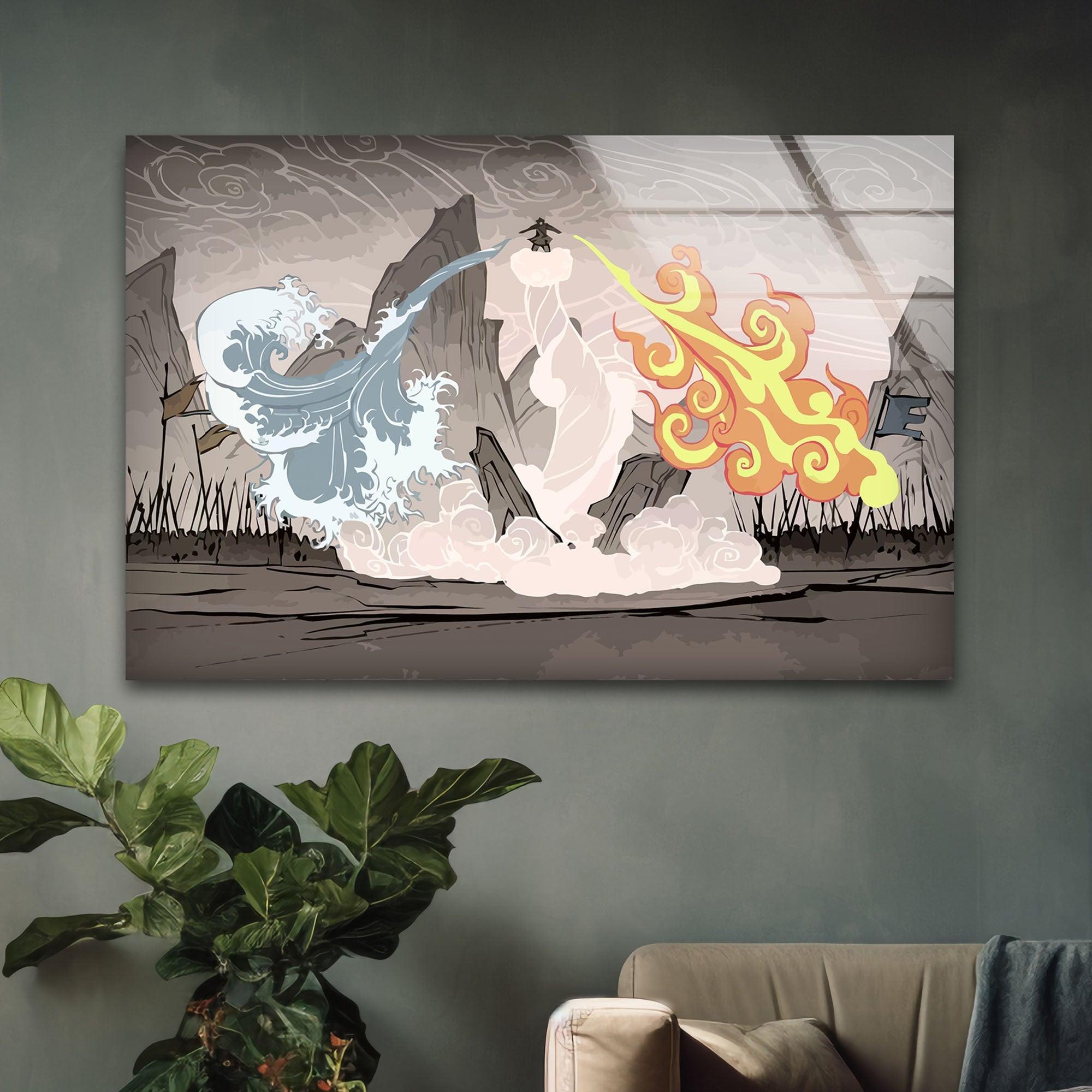 The Last Airbender Anime Glass Wall Art - Stunning Decor for Living Room, Bedroom & Office | Perfect Gift for Avatar Fans