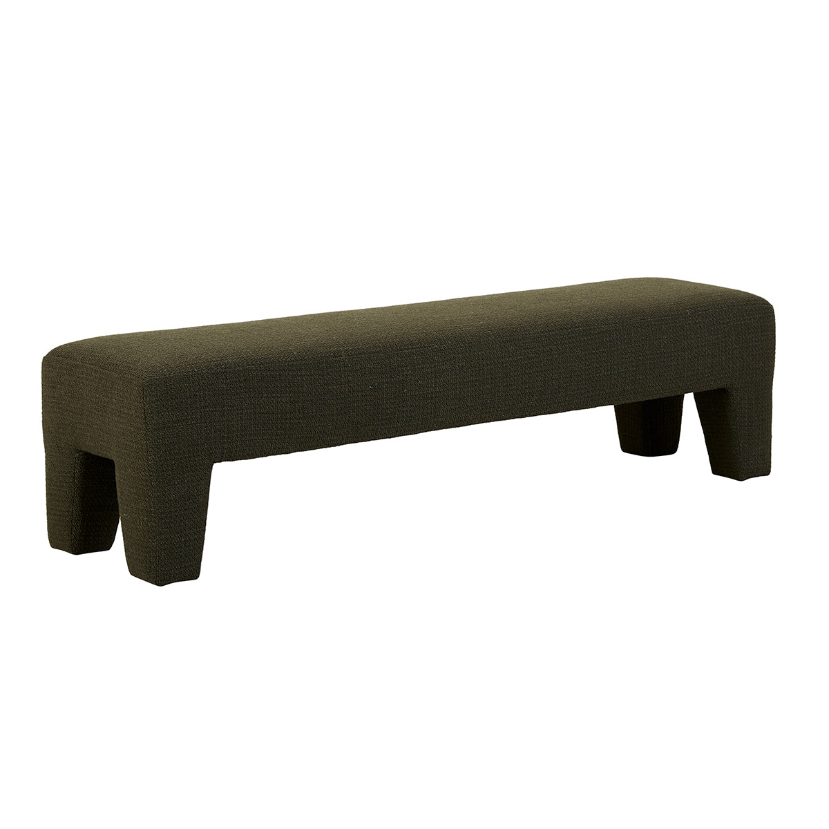Hugo Angled Fabric Bench - Modern Upholstered Storage Ottoman with Solid Wood Legs for Living Room, Bedroom & Entryway - Perfect for Extra Seating & Stylish Home Decor