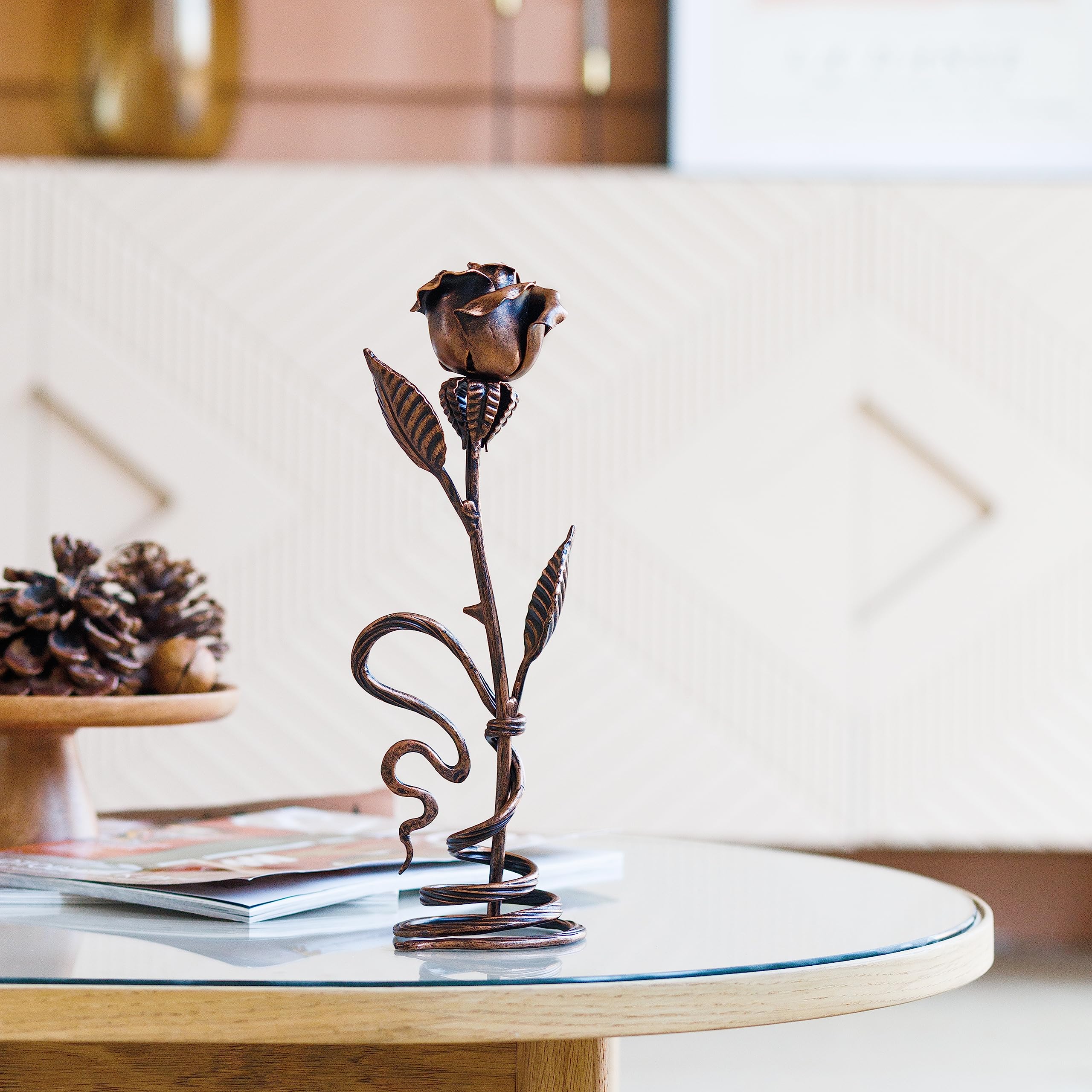 Personalized 7th Anniversary Copper Rose Gift for Wife - Engraved Metal Flower for Couples, Handcrafted Everlasting Artwork | Romantic Wedding Anniversary Present for Him & Her, Perfect for 7 Year Copper or 22 Year Anniversary Celebrations