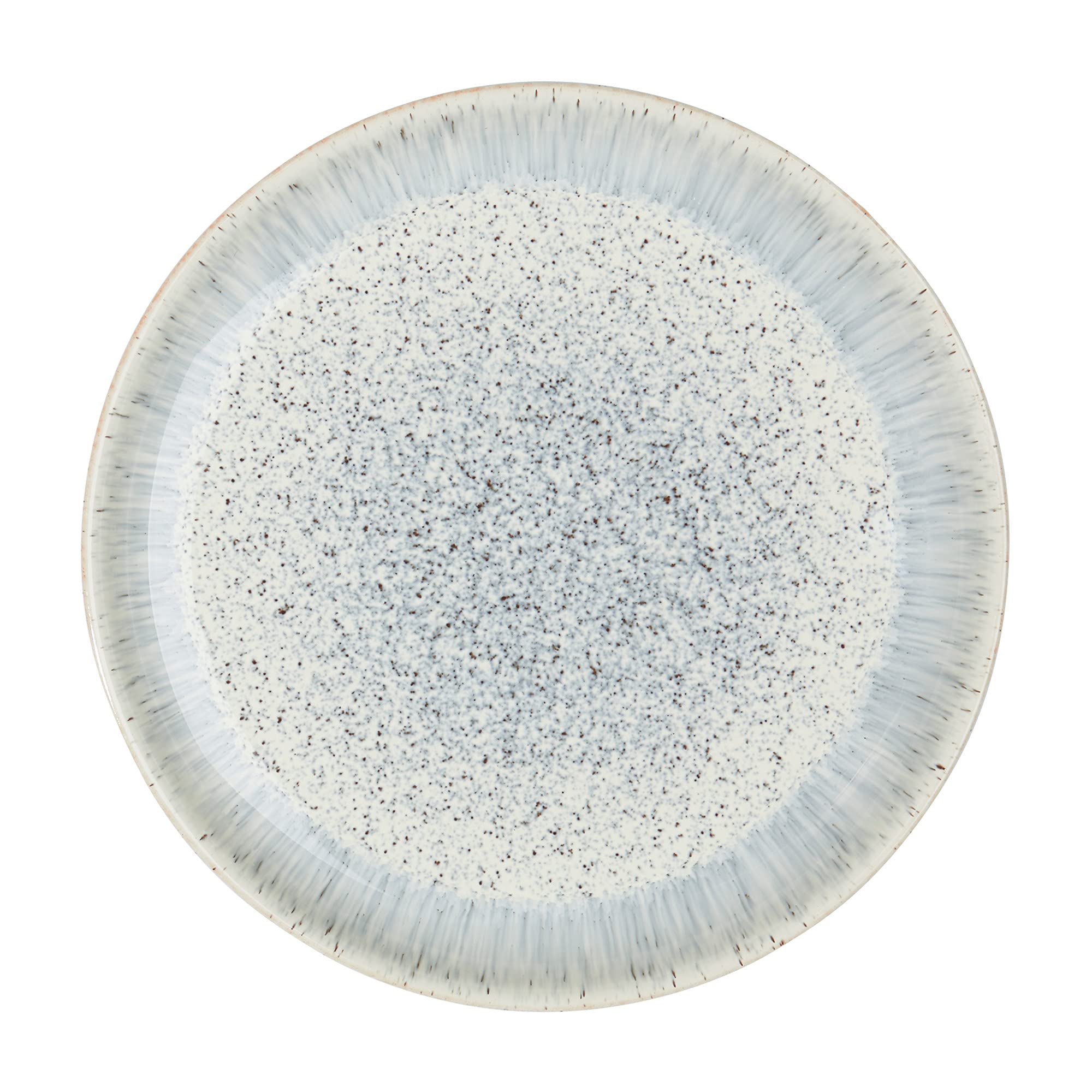 Denby Halo Speckle 4-Piece Dinner Plate Set - 26cm Glazed Stoneware, Microwave & Dishwasher Safe, Chip Resistant - Grey Neutral Patterned Tableware for Everyday Dining & Entertaining