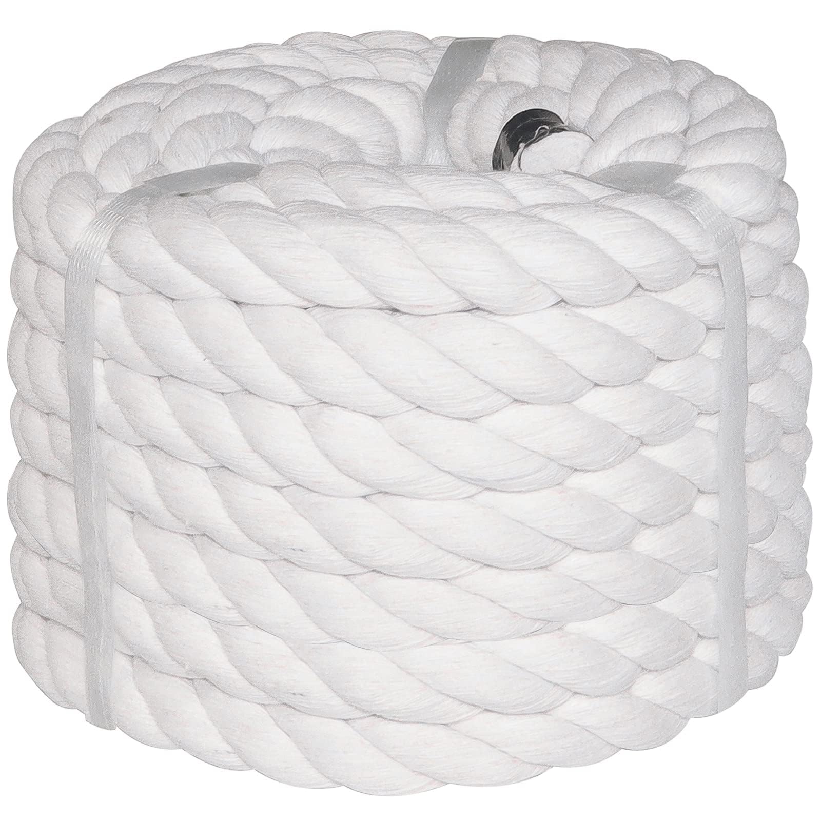 Premium 1-Inch x 50-Foot Natural White Cotton Rope - Heavy Duty Twisted Rope for DIY Crafts, Tug of War Games, Hammock Making & Home Decor - Perfect for Outdoor Activities, Camping & Interior Design Projects
