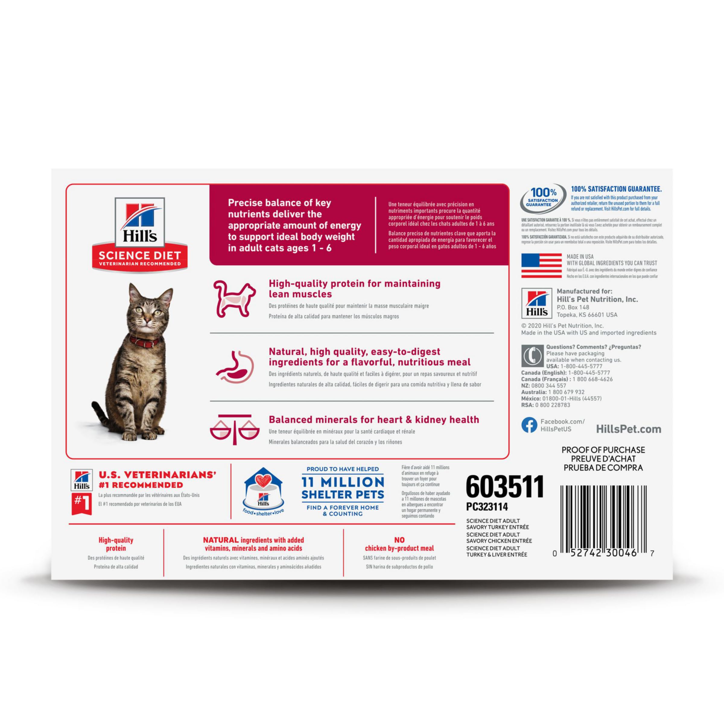 Hill's Science Diet Adult 1-6 Premium Nutrition Wet Cat Food Variety Pack - Turkey, Chicken & Liver Minced (5 oz Cans, Case of 12) | High Protein Cat Food for Indoor & Outdoor Cats | Perfect for Daily Meals & Weight Management