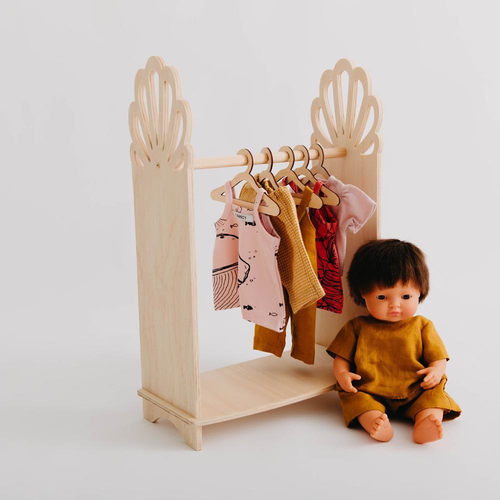 Shell Dolls Clothes Rack - Adjustable Doll Hanger Organizer for 18