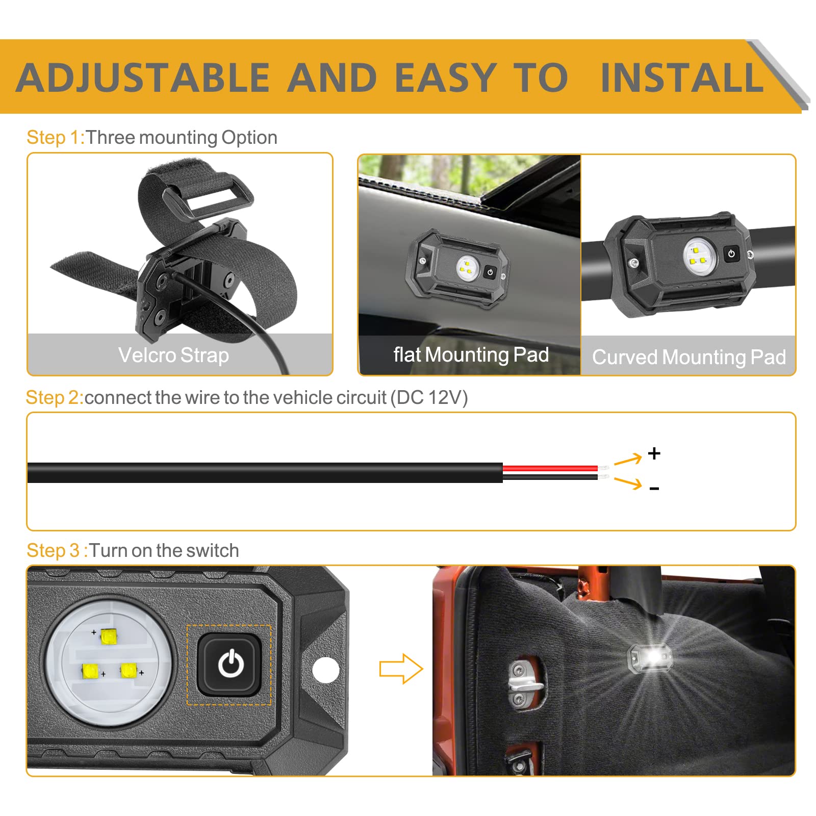 12V UTV LED Dome Light with Switch - Universal Roll Bar Mount White Interior Light for UTV, ATV, Polaris RZR, Can-Am, Golf Cart - Perfect for Night Off-Roading & Camping Adventures