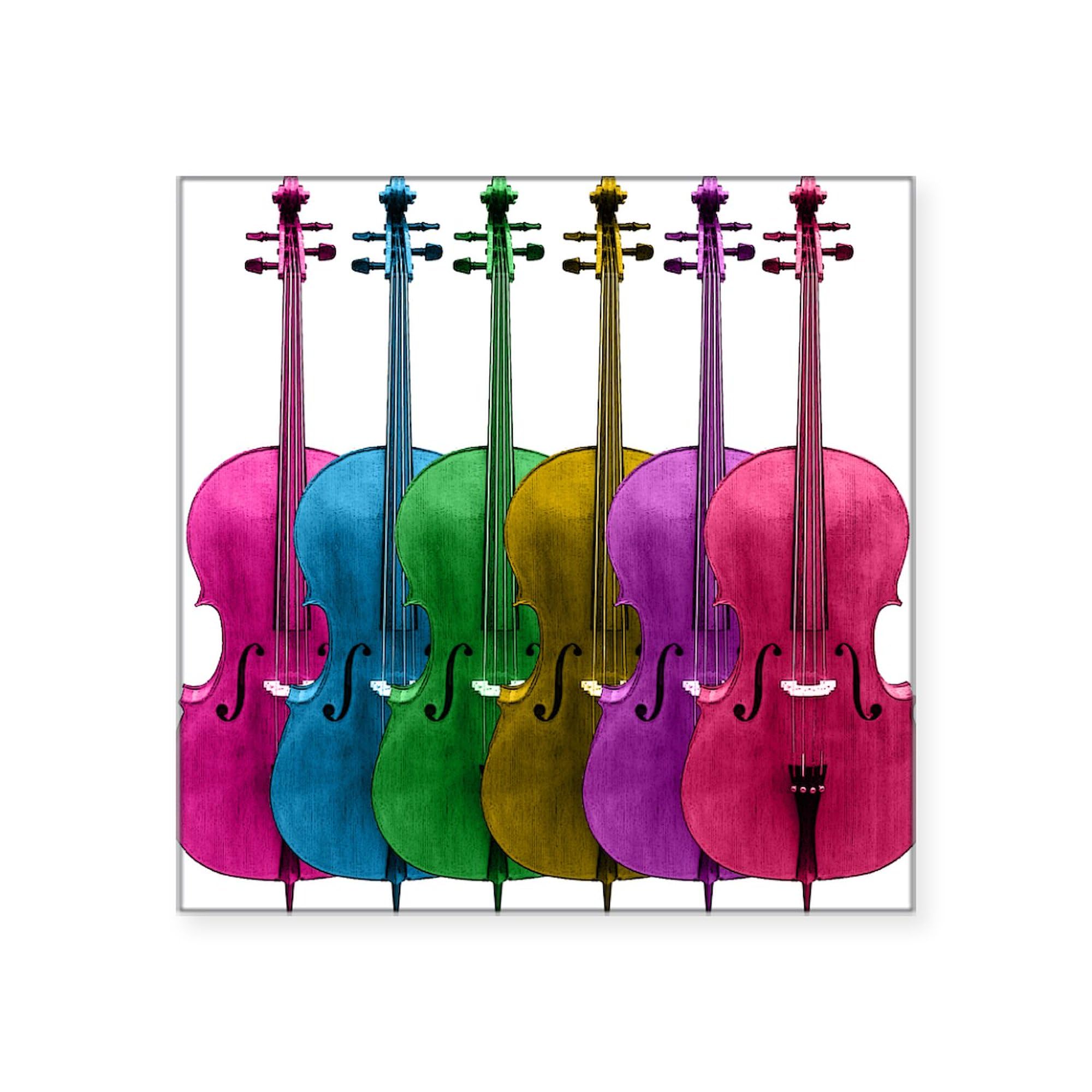 Colorful Cello Square Sticker - Durable Bumper Decal for Cars, Laptops & Water Bottles - Perfect for Music Lovers & Gift Giving