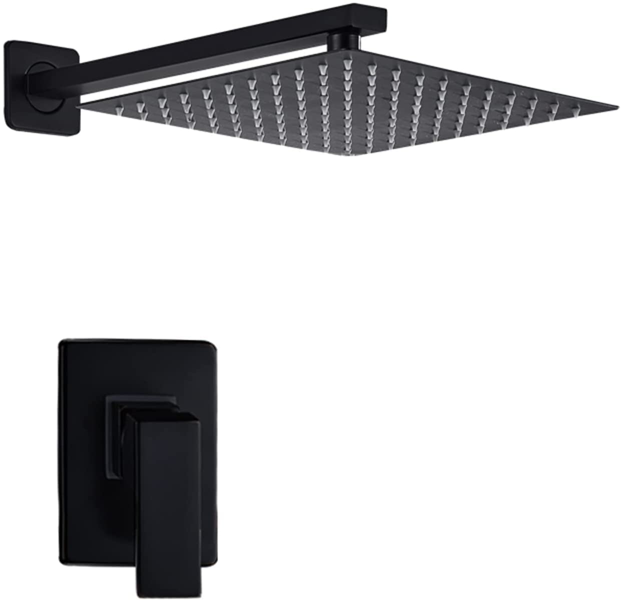 Premium Matte Black Wall Mounted Shower System - Concealed Faucet Set with 12