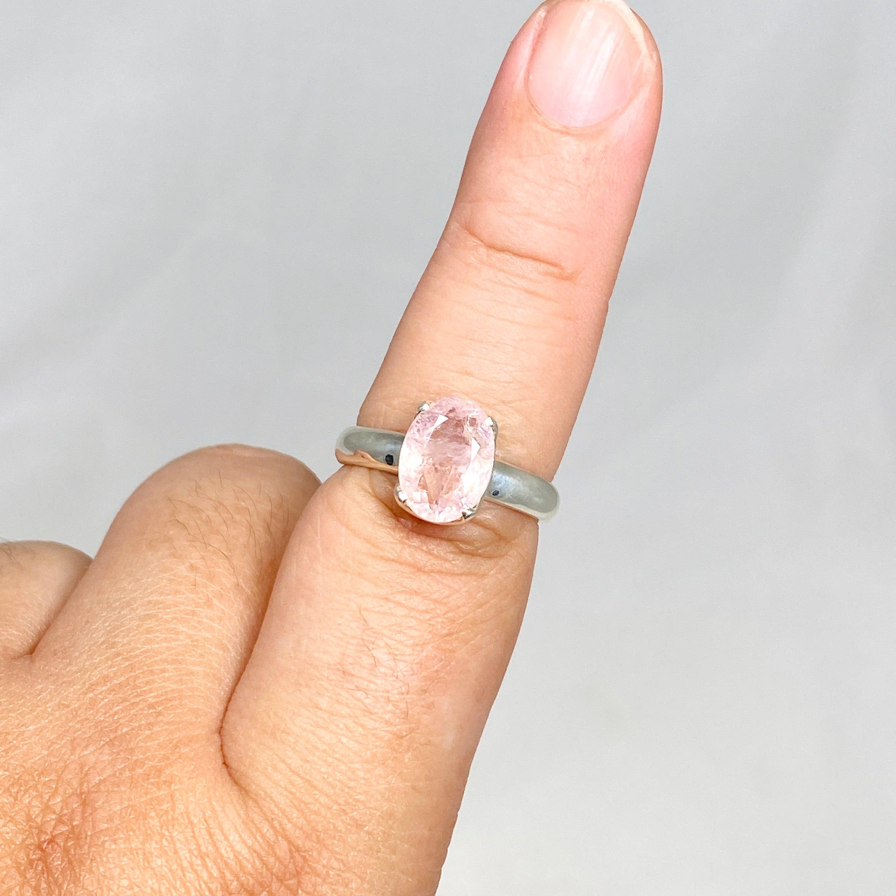 Morganite Faceted Oval Ring Size 9.5 PRGJ439 - Elegant Pink Gemstone Jewelry for Women, Perfect for Engagement, Wedding & Anniversary Gifts
