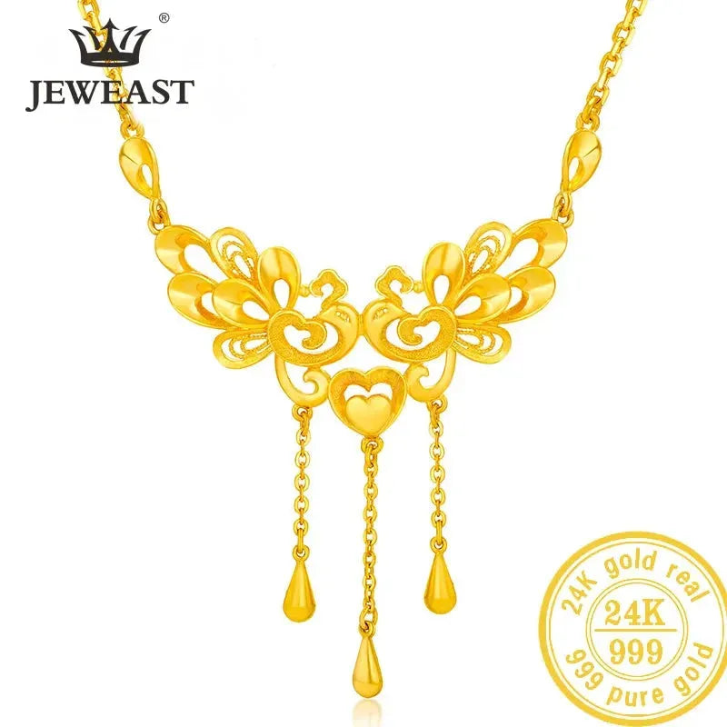 24K Pure Gold Necklace for Women - Real 999 Solid Gold Chain, Elegant & Trendy Classic Jewelry for Party, Wedding, Anniversary & Special Occasions - Hot Selling in 2023