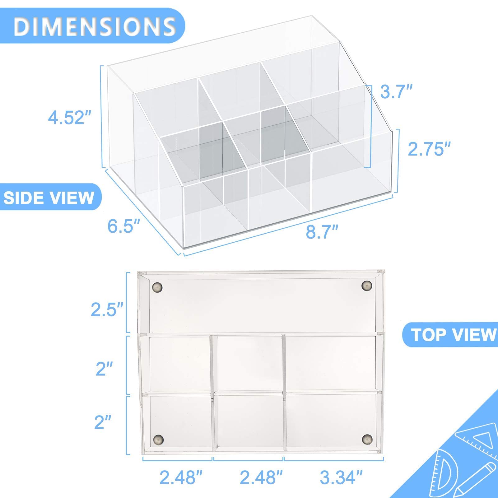VITVITI Acrylic Pen Holder - Clear 7-Compartment Desk Organizer for Pens, Pencils & Office Supplies | Perfect for Home, School & Office Use | Stylish Desktop Storage for Art Supplies & Stationery