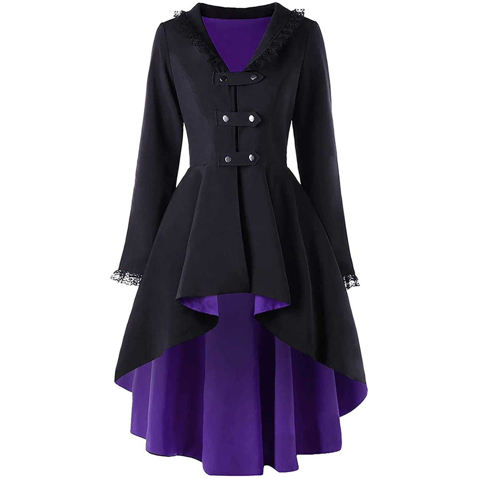 Gothic Steampunk Jacket for Women - Victorian Long Sleeve Lace Coat, Renaissance Vintage High Low Dress | Perfect for Cosplay, Halloween, LARP & Steampunk Fashion Events
